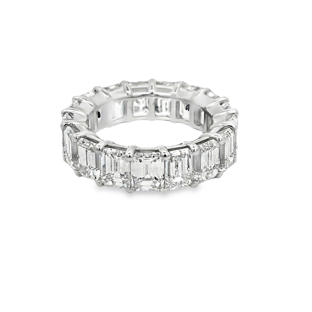 Platinum Emerald Cut Diamond Eternity Band Ring 12.12 Carat D/VS1 (Size 6.5)