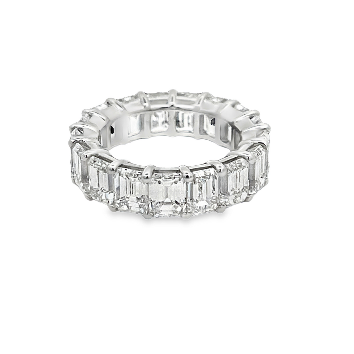 Platinum Emerald Cut Diamond Eternity Band Ring 12.12 Carat D/VS1 (Size 6.5)