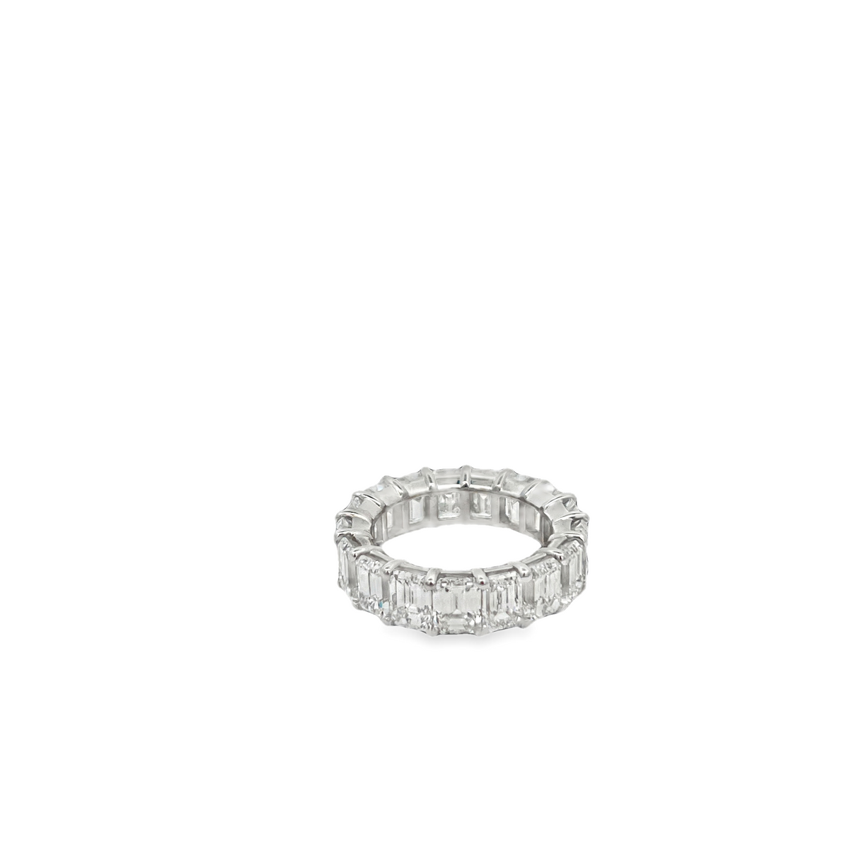 Platinum Emerald Cut Diamond Eternity Band Ring 12.12 Carat D/VS1 (Size 6.5)