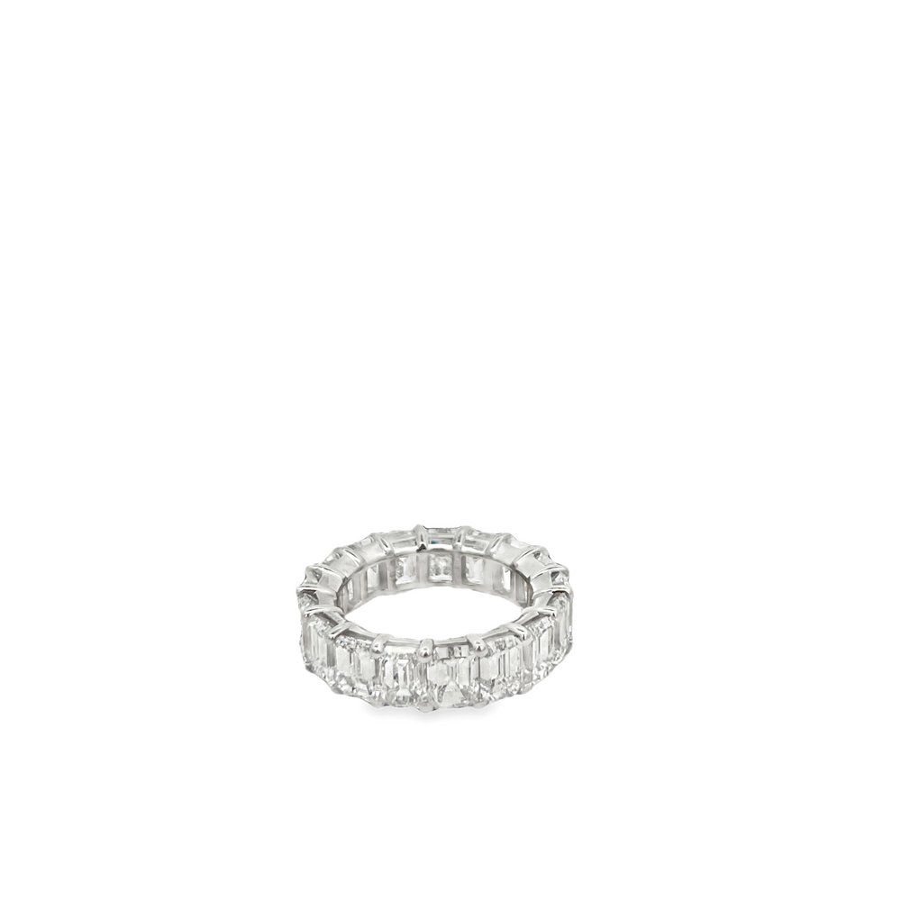 Platinum Emerald Cut Diamond Eternity Band Ring 12.12 Carat D/VS1 (Size 6.5)