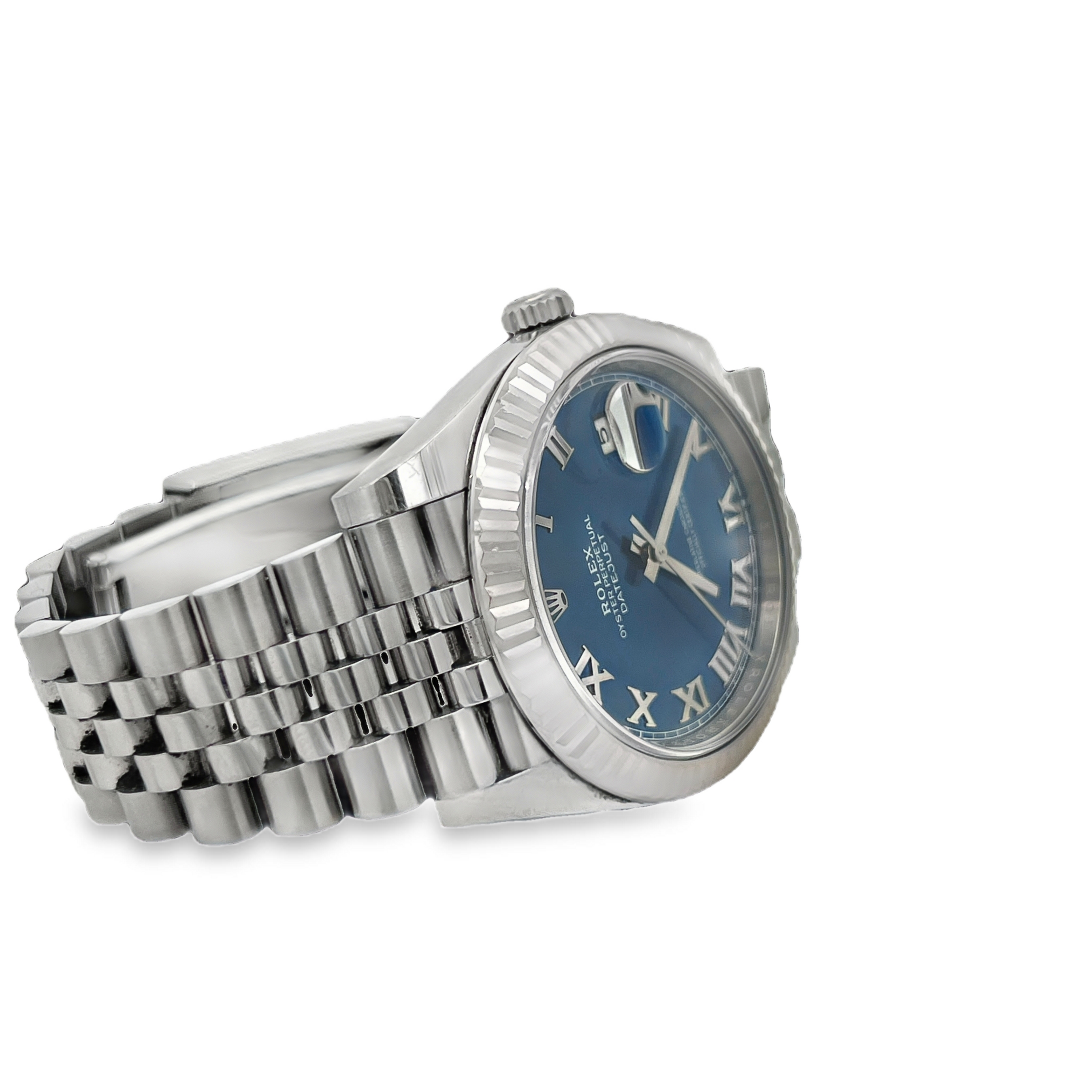 Pre-Owned Rolex Datejust 41 Blue Roman Dial Fluted Bezel Jubilee Bracelet 126334 (2021)