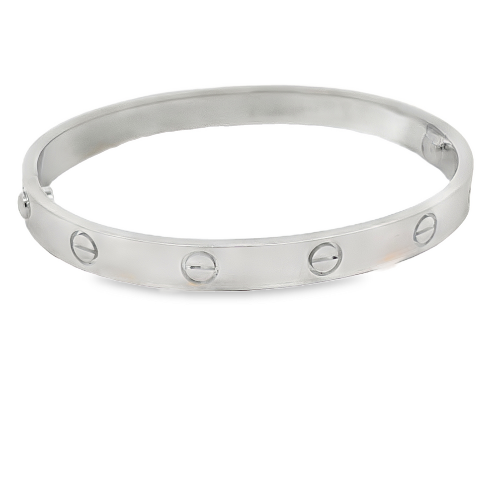 -E- 18K White Gold Cartier LOVE Bangle Bracelet
