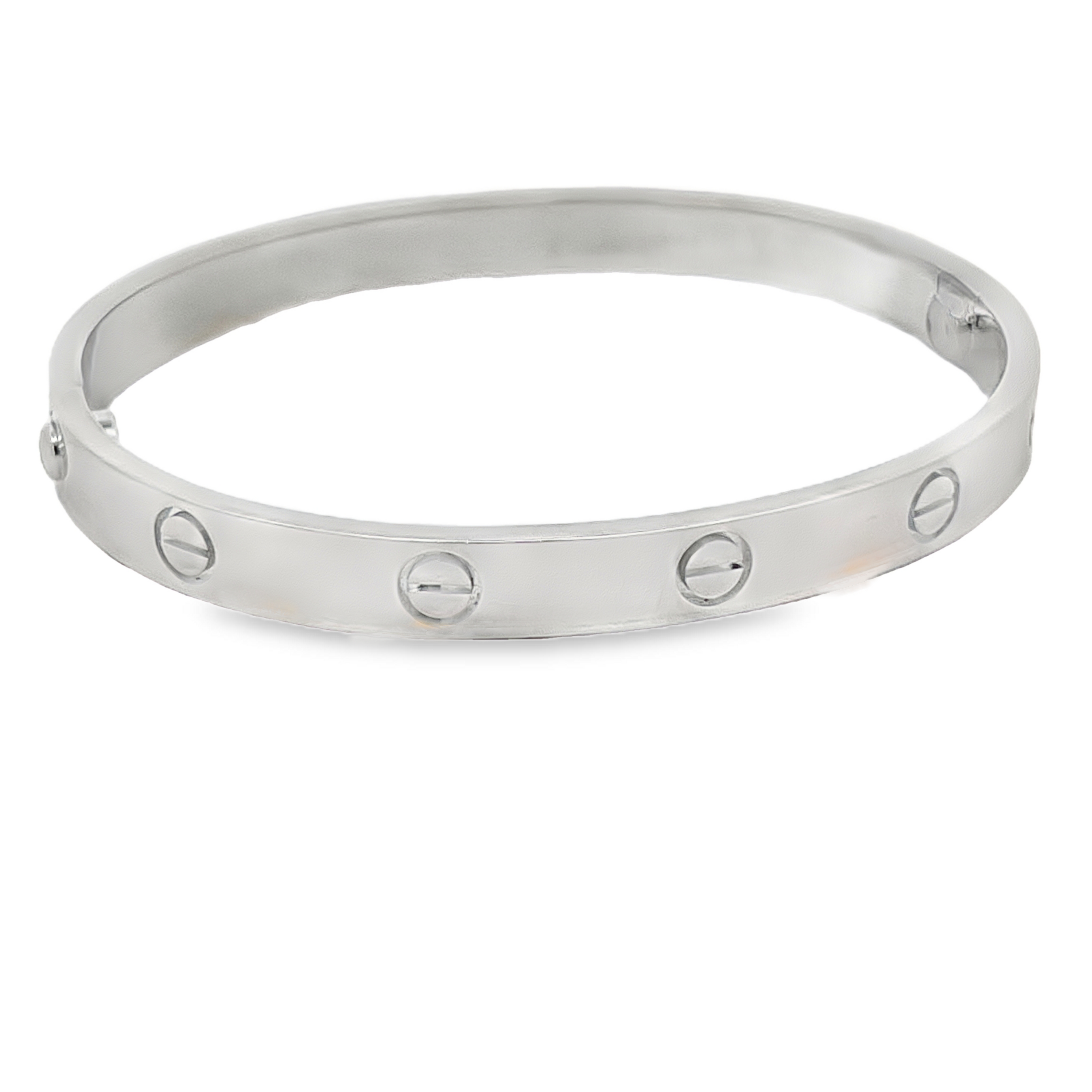 -E- 18K White Gold Cartier LOVE Bangle Bracelet