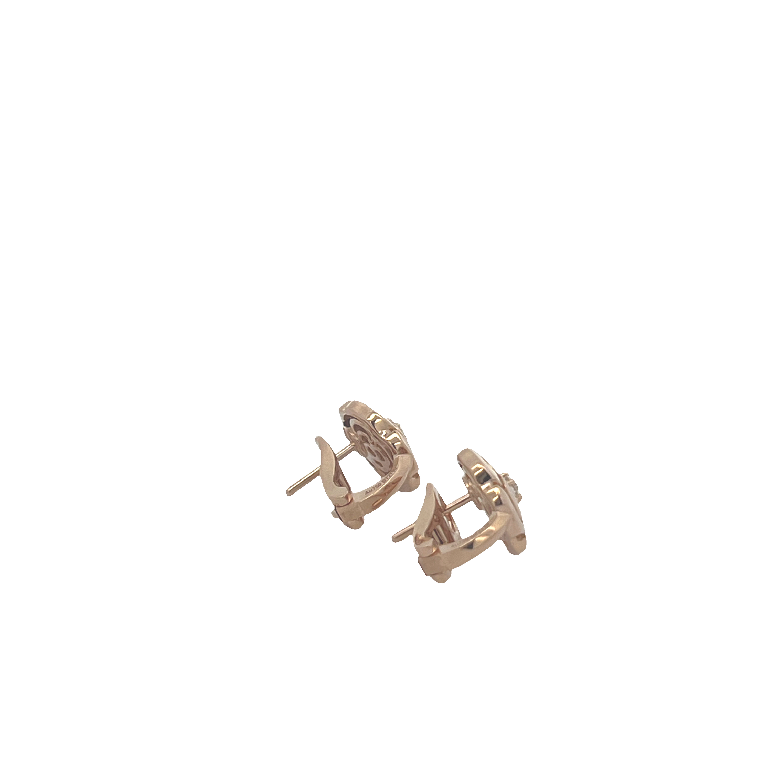 Estate 18K Rose Gold CHANEL Camélia Flower Diamond Stud Earrings