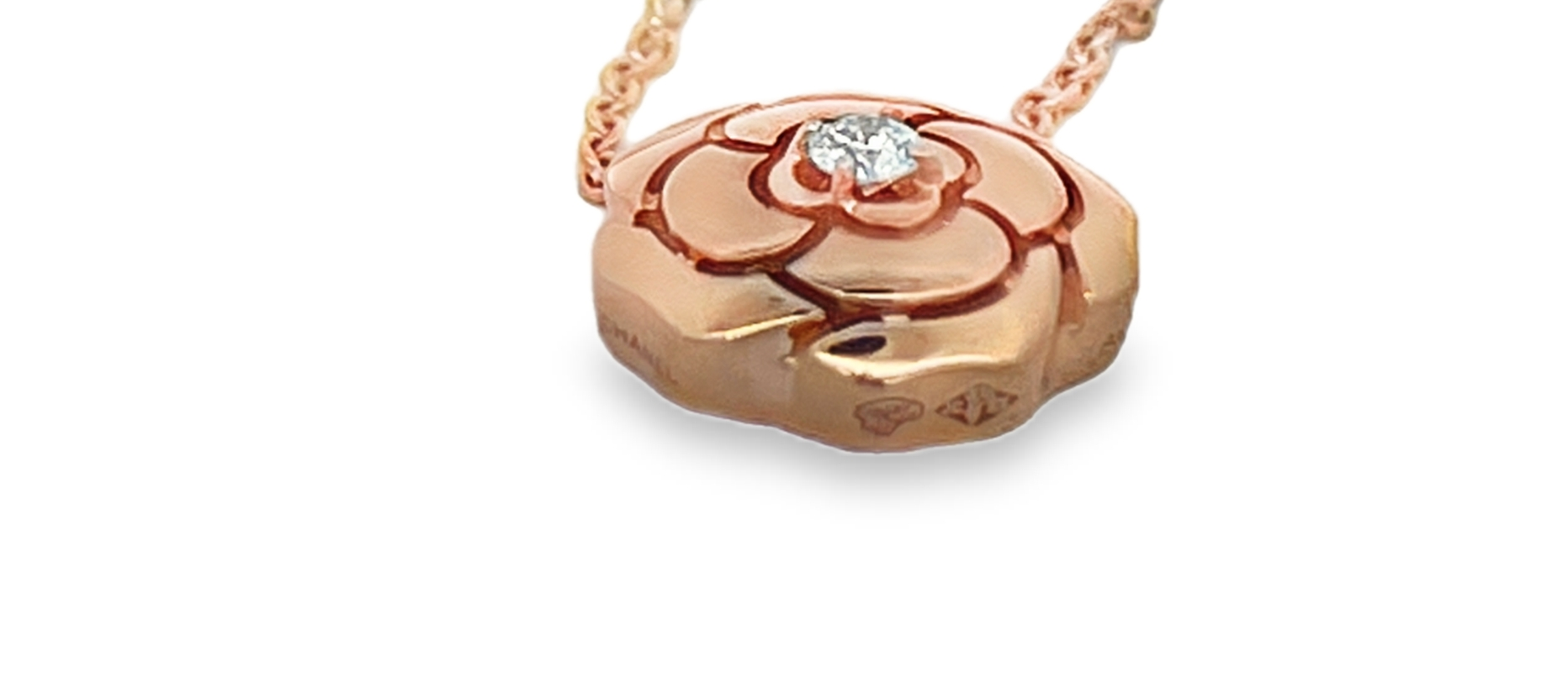 Estate 18K Rose Gold CHANEL Camélia Diamond Flower Necklace