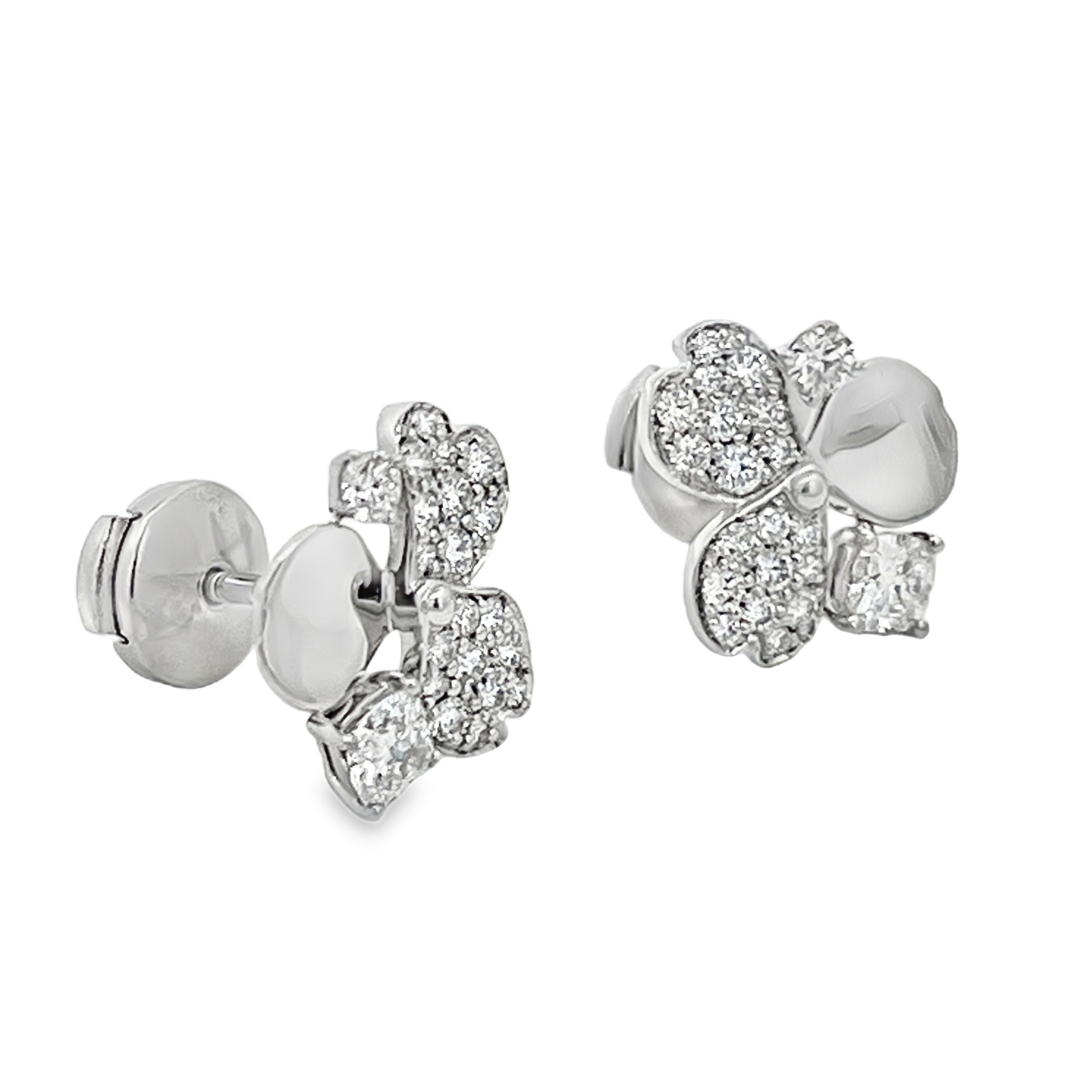 Estate Platinum Tiffany & Co. Diamond Clover Stud Earrings