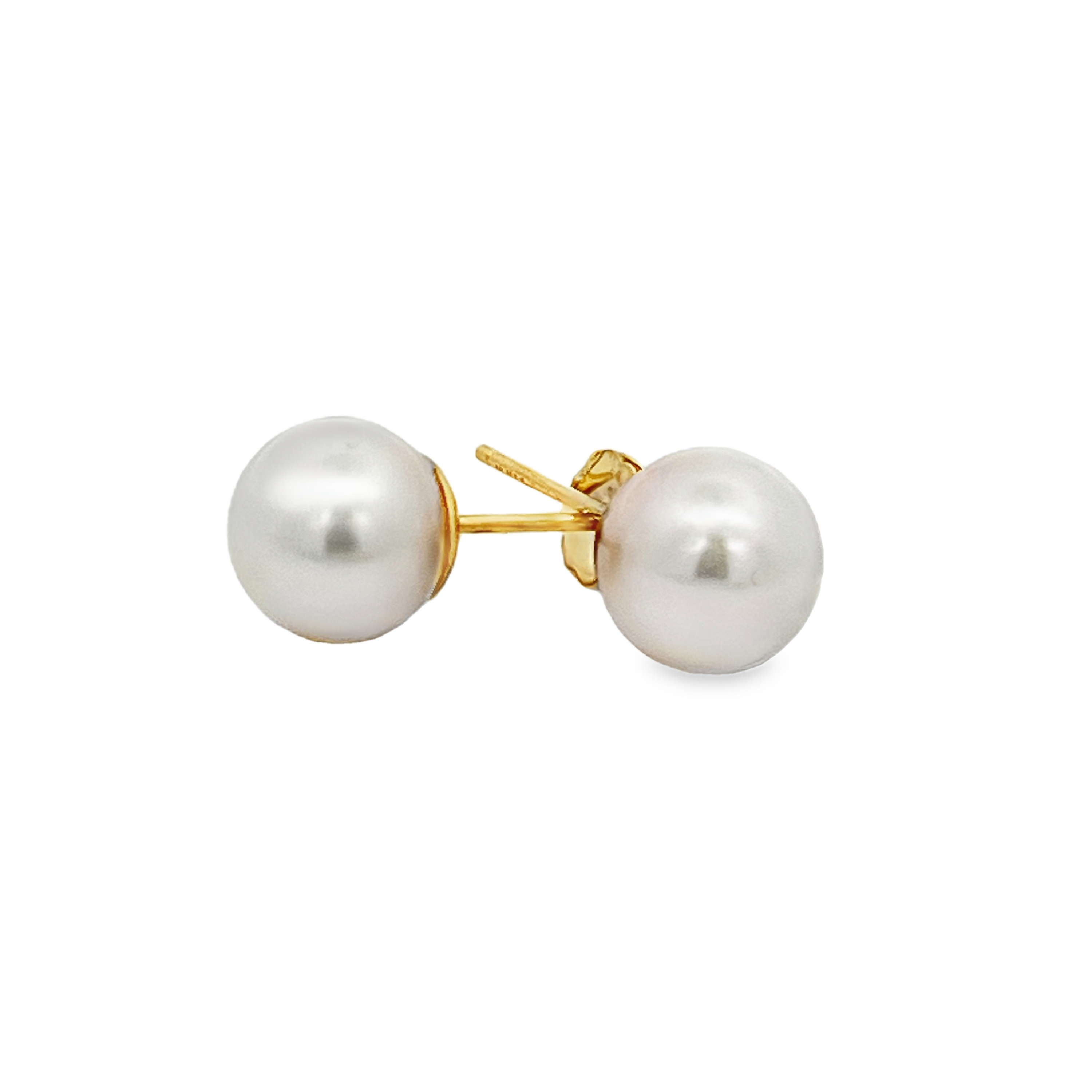 Estate 14K Yellow Gold 15MM Pearl Stud Earrings