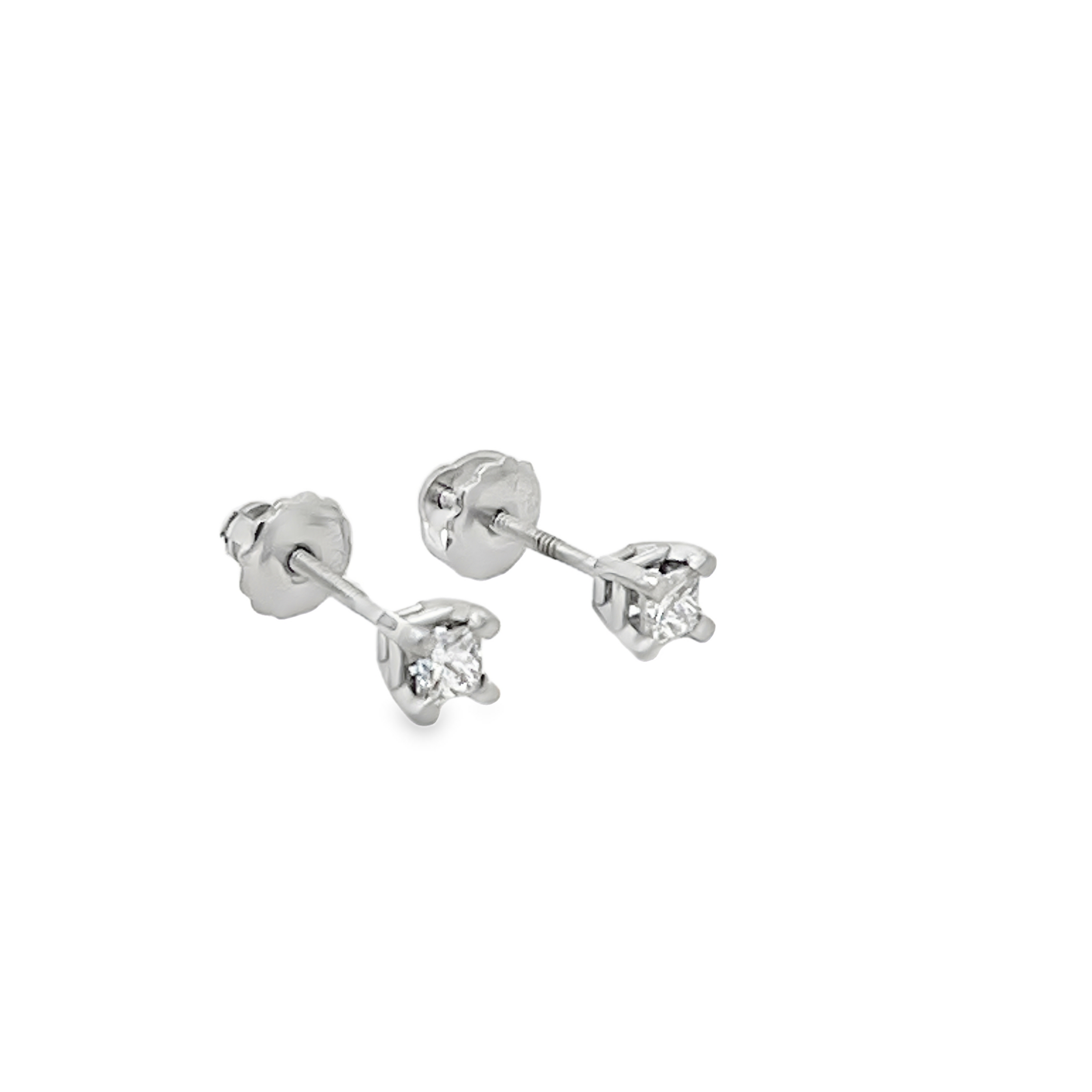 Estate 14K White Gold Princess Cut Diamond Stud Earrings