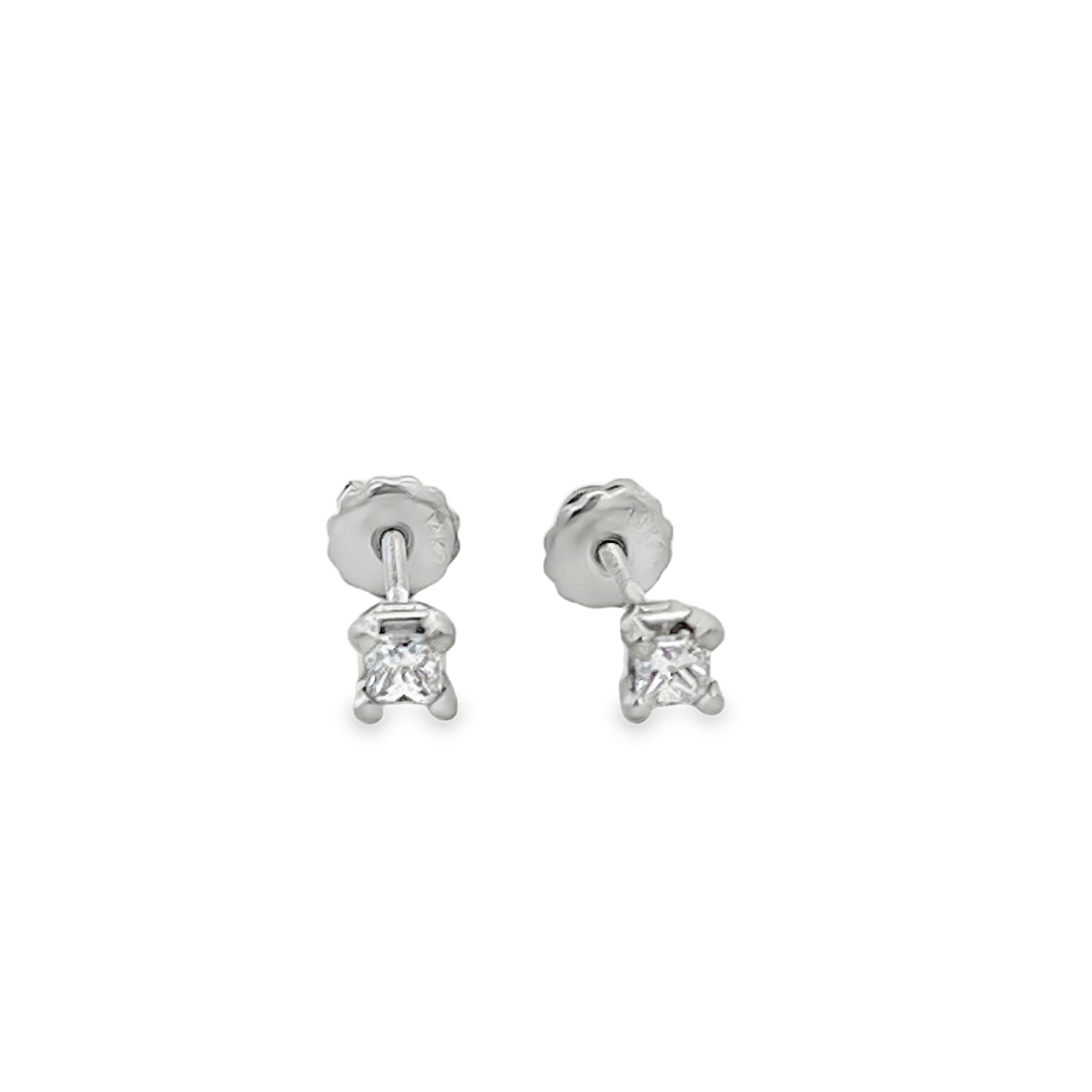 Estate 14K White Gold Princess Cut Diamond Stud Earrings