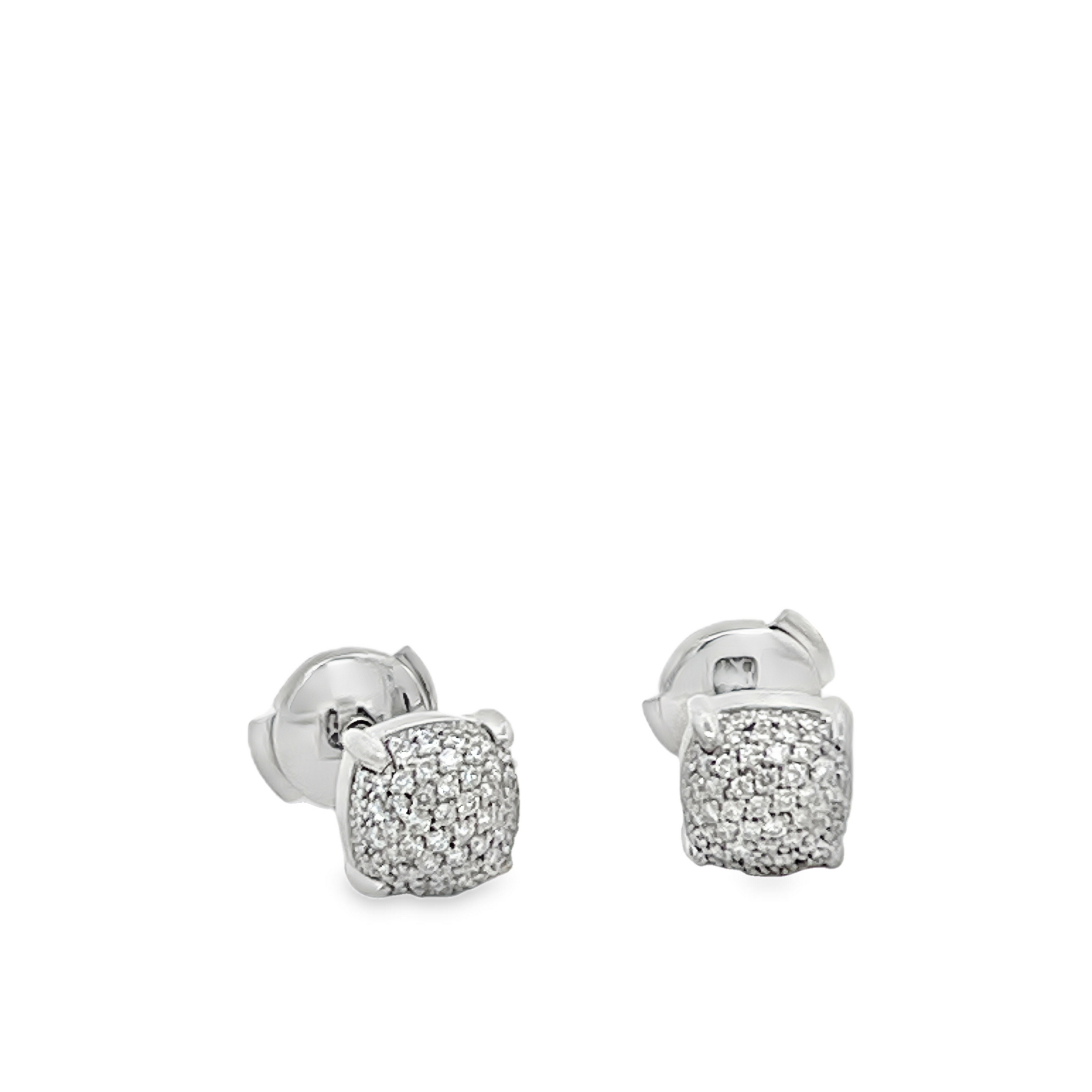 Estate Tiffany & Co. Paloma Picasso 18K White Gold Pavé Diamond Stud Earrings