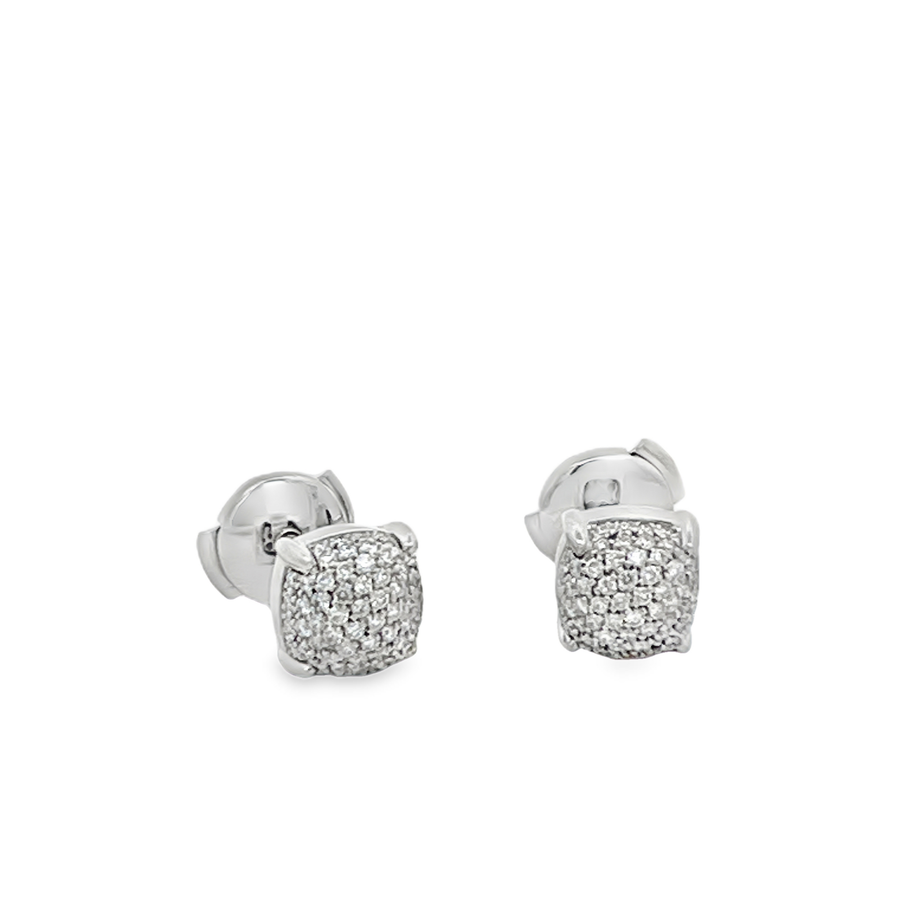 Estate Tiffany & Co. Paloma Picasso 18K White Gold Pavé Diamond Stud Earrings