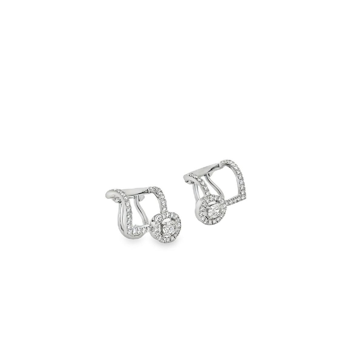 Estate Messika 14K White Gold Geometric Diamond Earrings