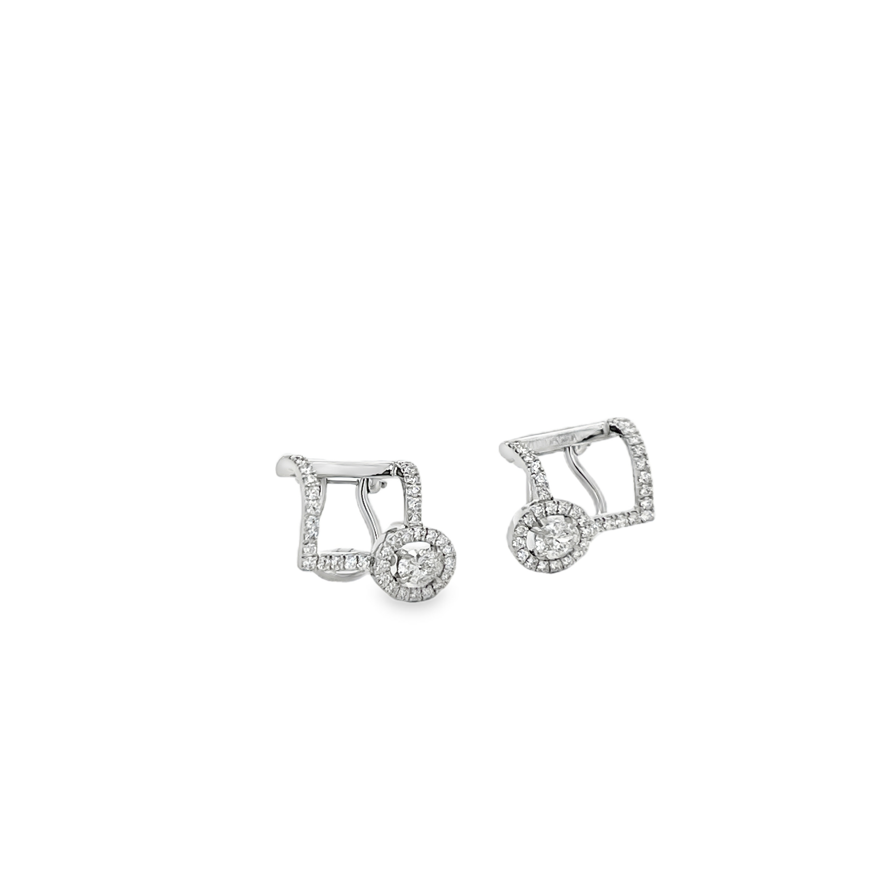 Estate Messika 14K White Gold Geometric Diamond Earrings