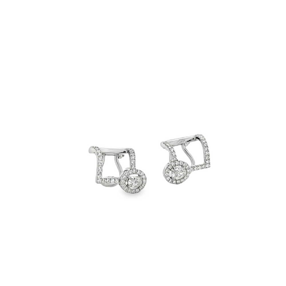 Estate Messika 14K White Gold Geometric Diamond Earrings