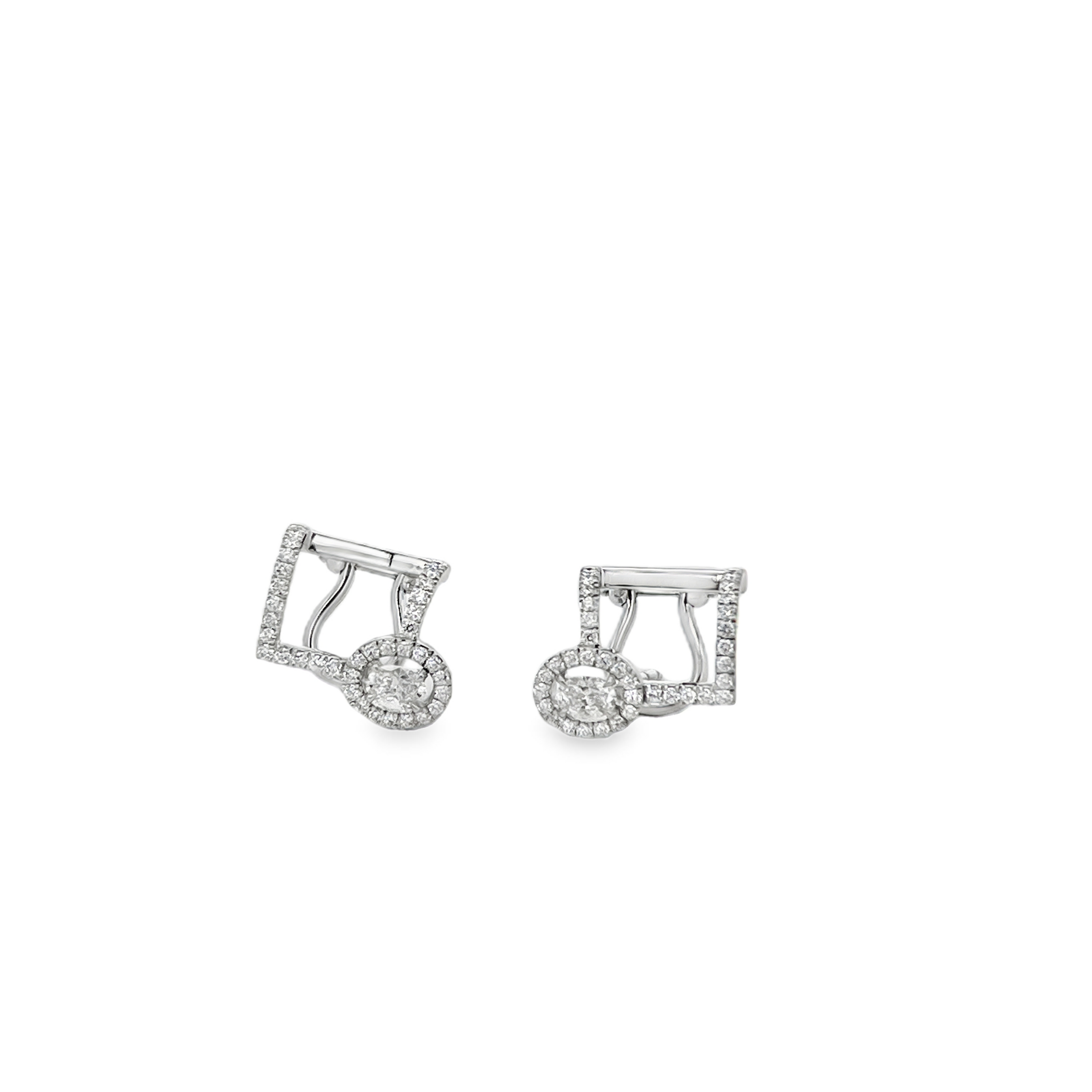 Estate Messika 14K White Gold Geometric Diamond Earrings