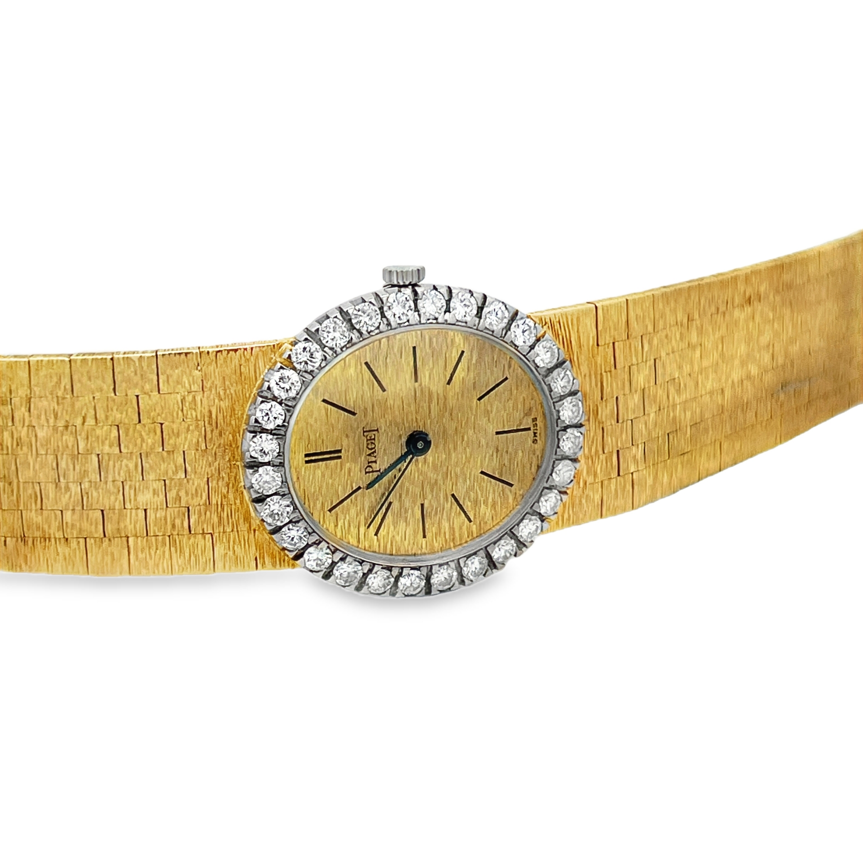 Estate Piaget 18K Yellow Gold Diamond Bezel Bracelet Watch