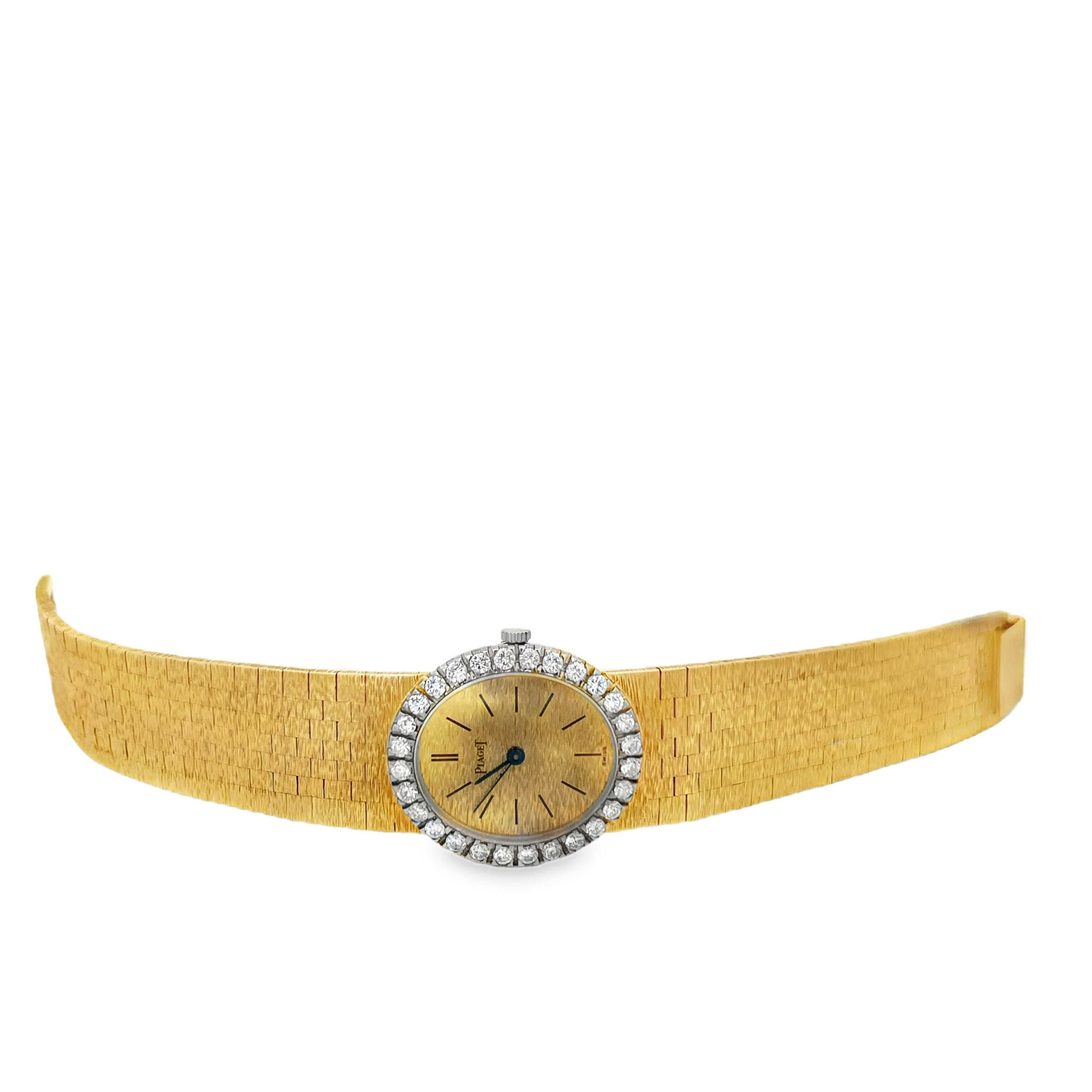 Estate Piaget 18K Yellow Gold Diamond Bezel Bracelet Watch
