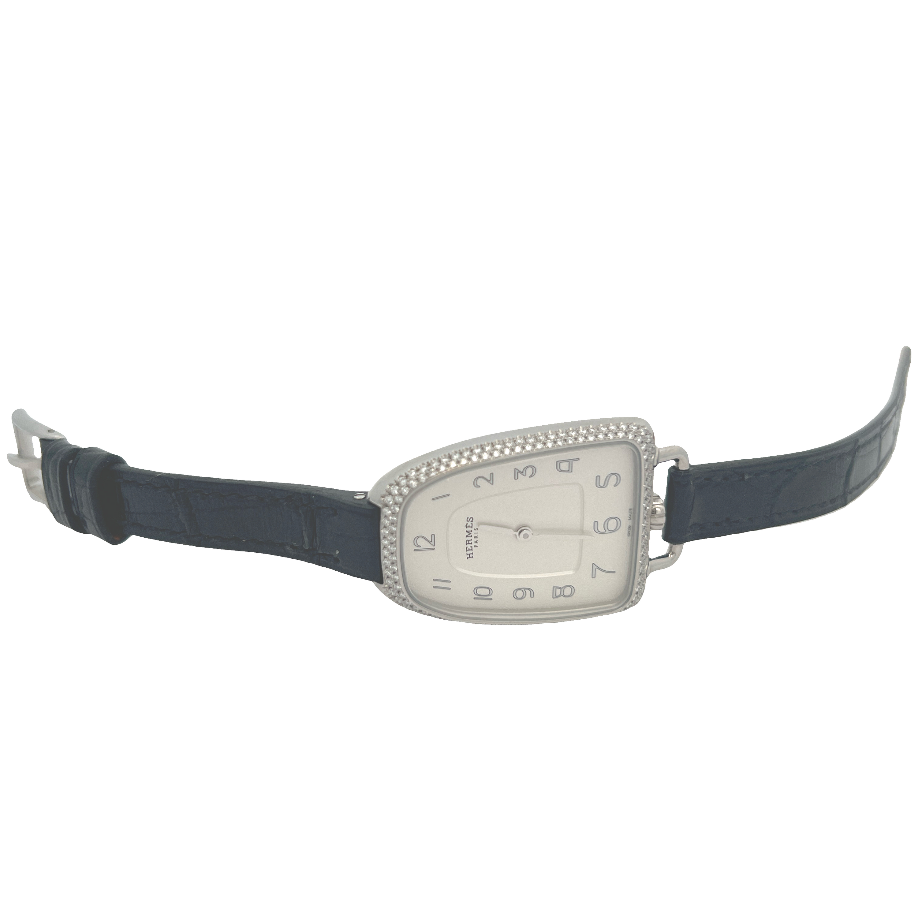Pre-Owned Hermès Galop Diamond Bezel Alligator Strap Watch