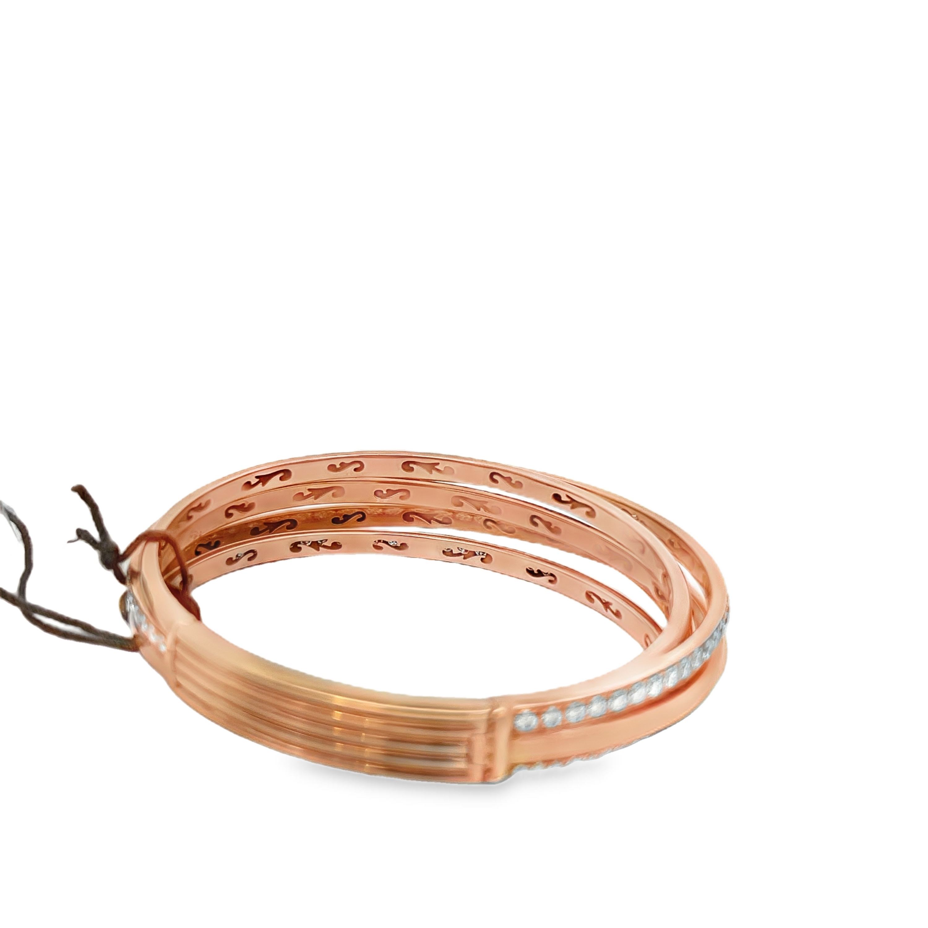 Estate de GRISOGONO 18K Rose Gold Diamond Multi-Row Bangle Bracelet