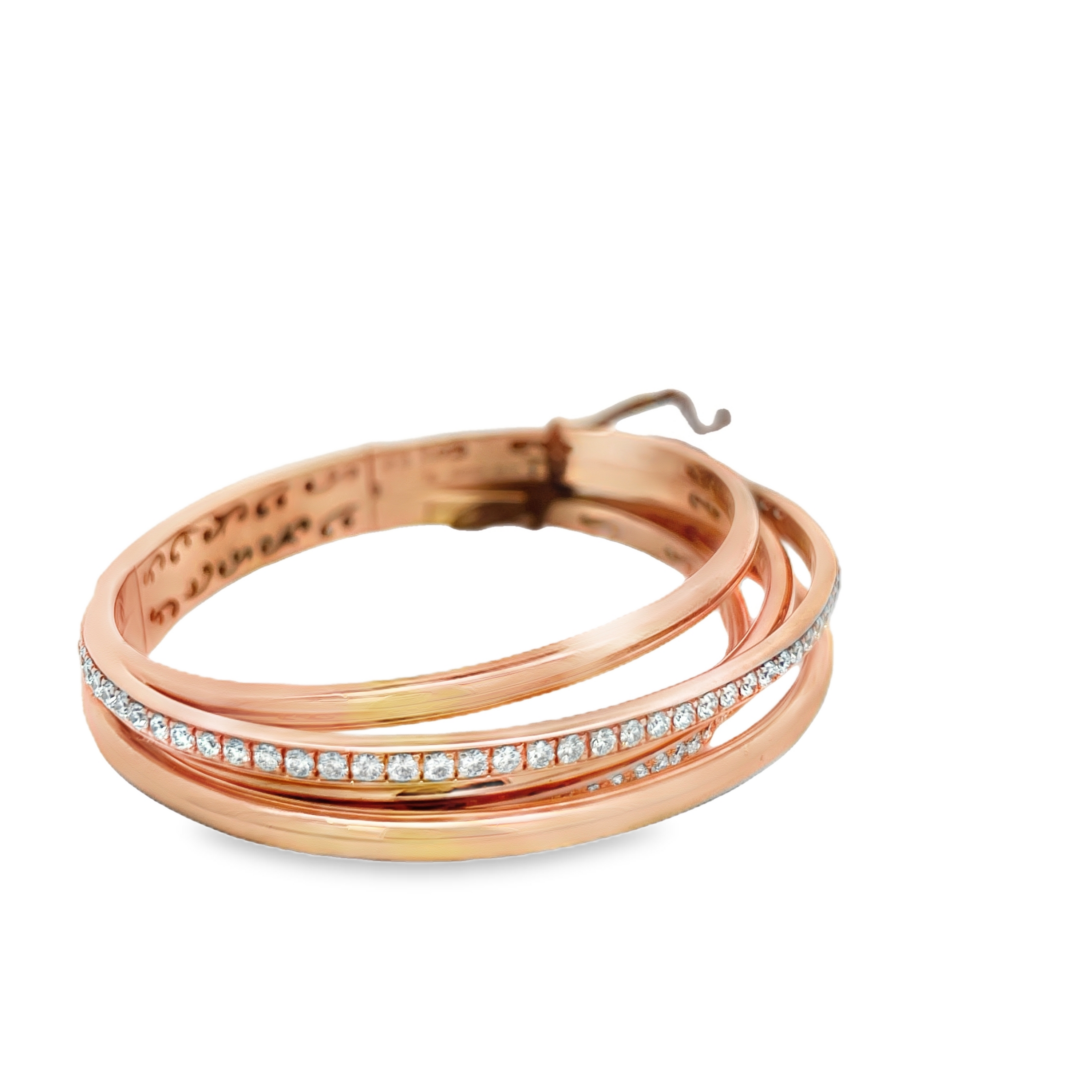 Estate de GRISOGONO 18K Rose Gold Diamond Multi-Row Bangle Bracelet