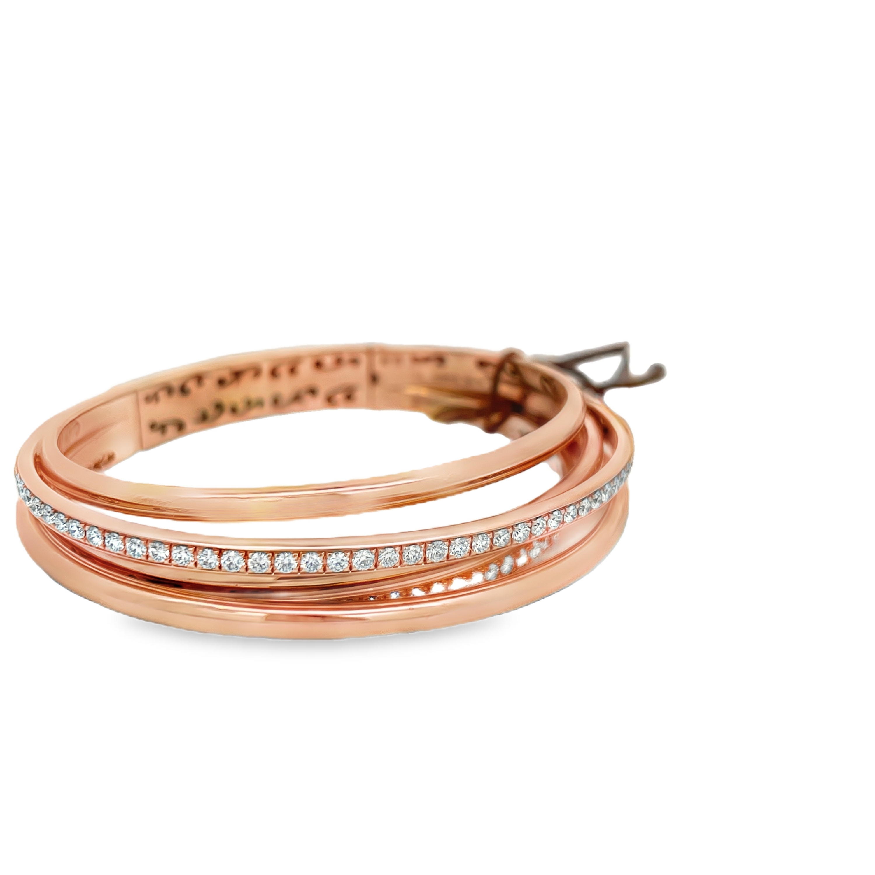 Estate de GRISOGONO 18K Rose Gold Diamond Multi-Row Bangle Bracelet