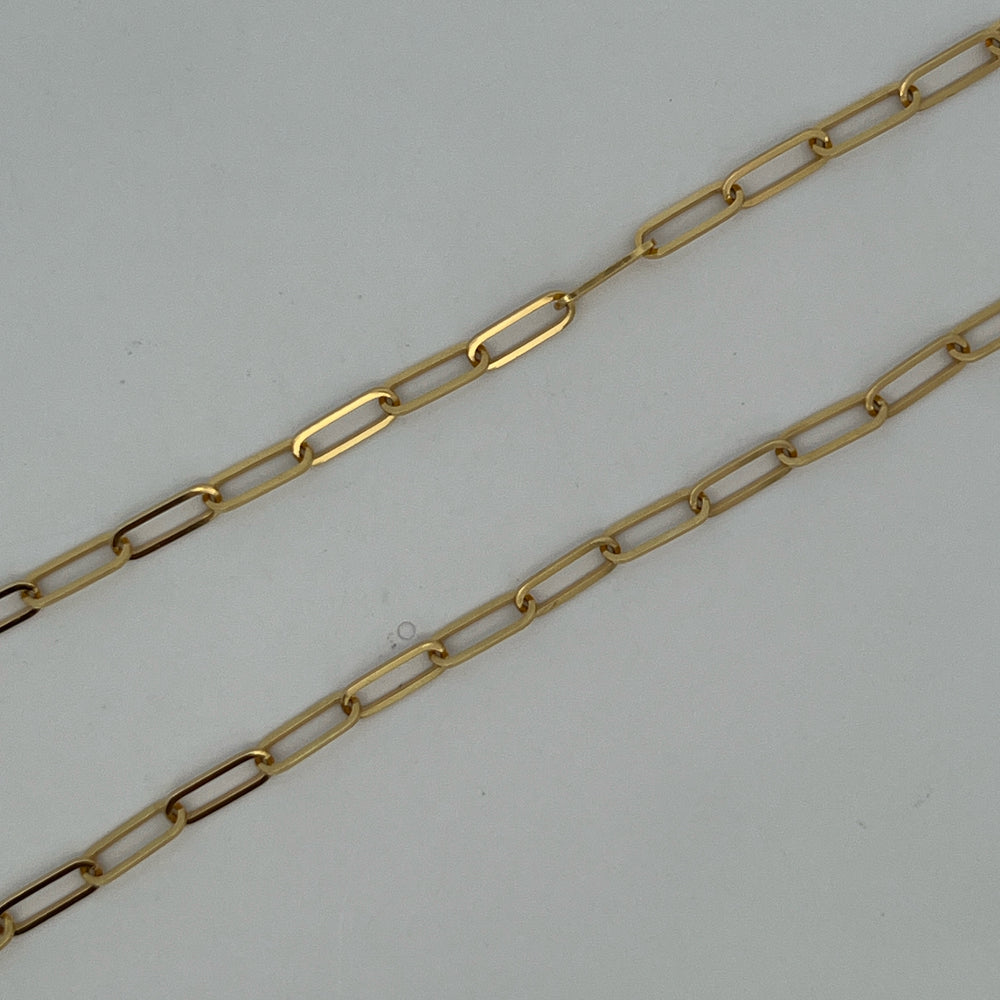 14K Yellow Gold Paperclip Link Chain Necklace, 3.7mm, 18 Inch