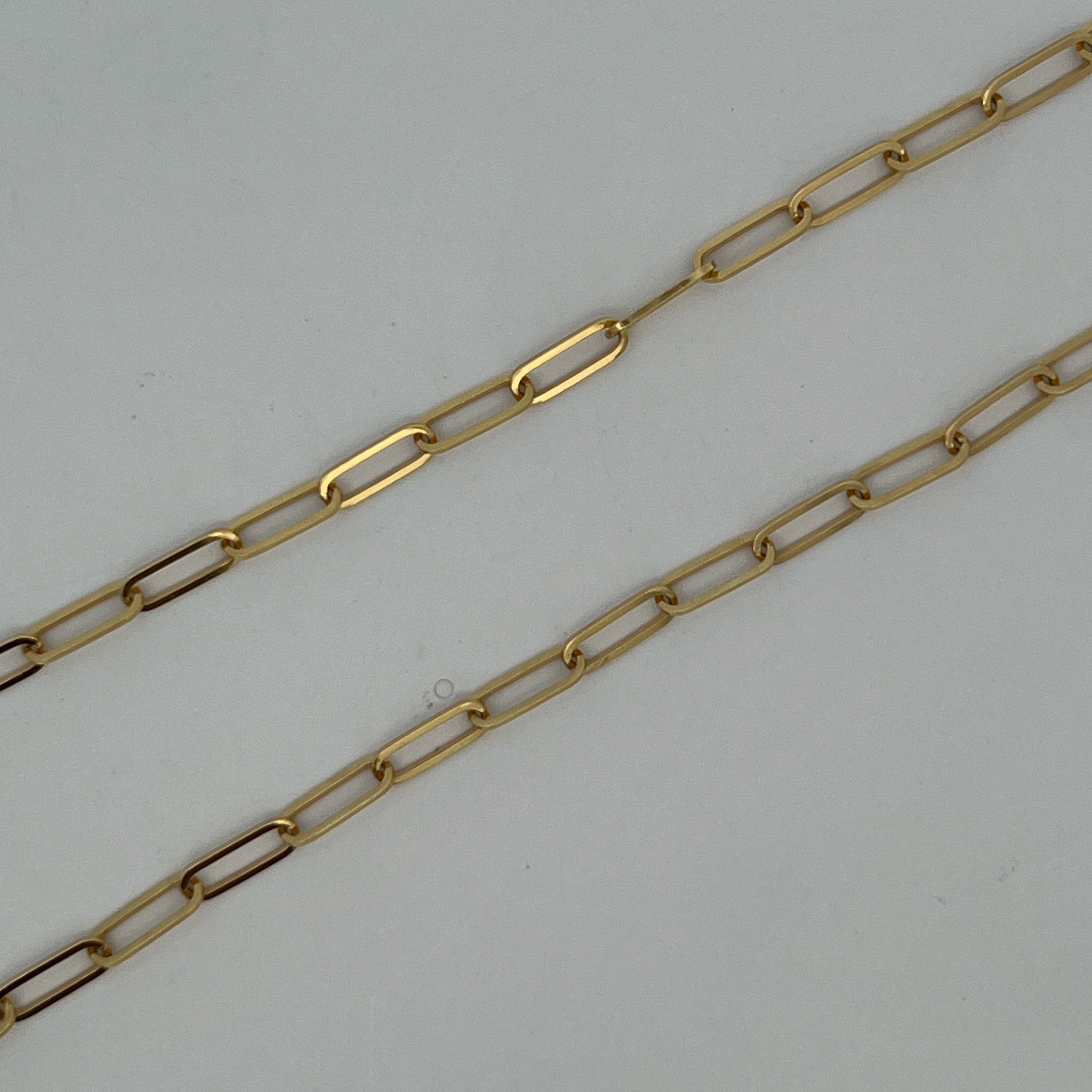 14K Yellow Gold Paperclip Link Chain Necklace, 3.7mm, 18 Inch