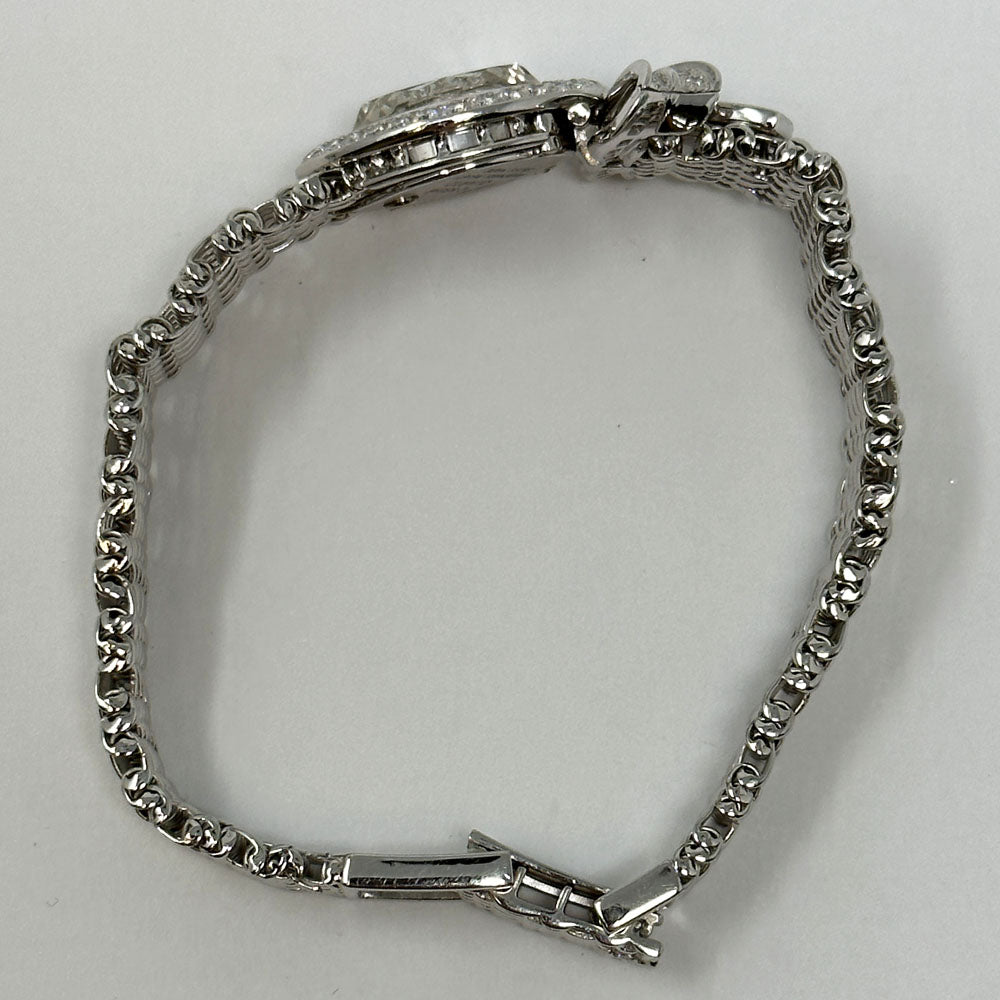 Vintage Ladies Watches Pave Diamond Dial Diamond Ribbon Bezel White Gold DIAMOND RIBBON