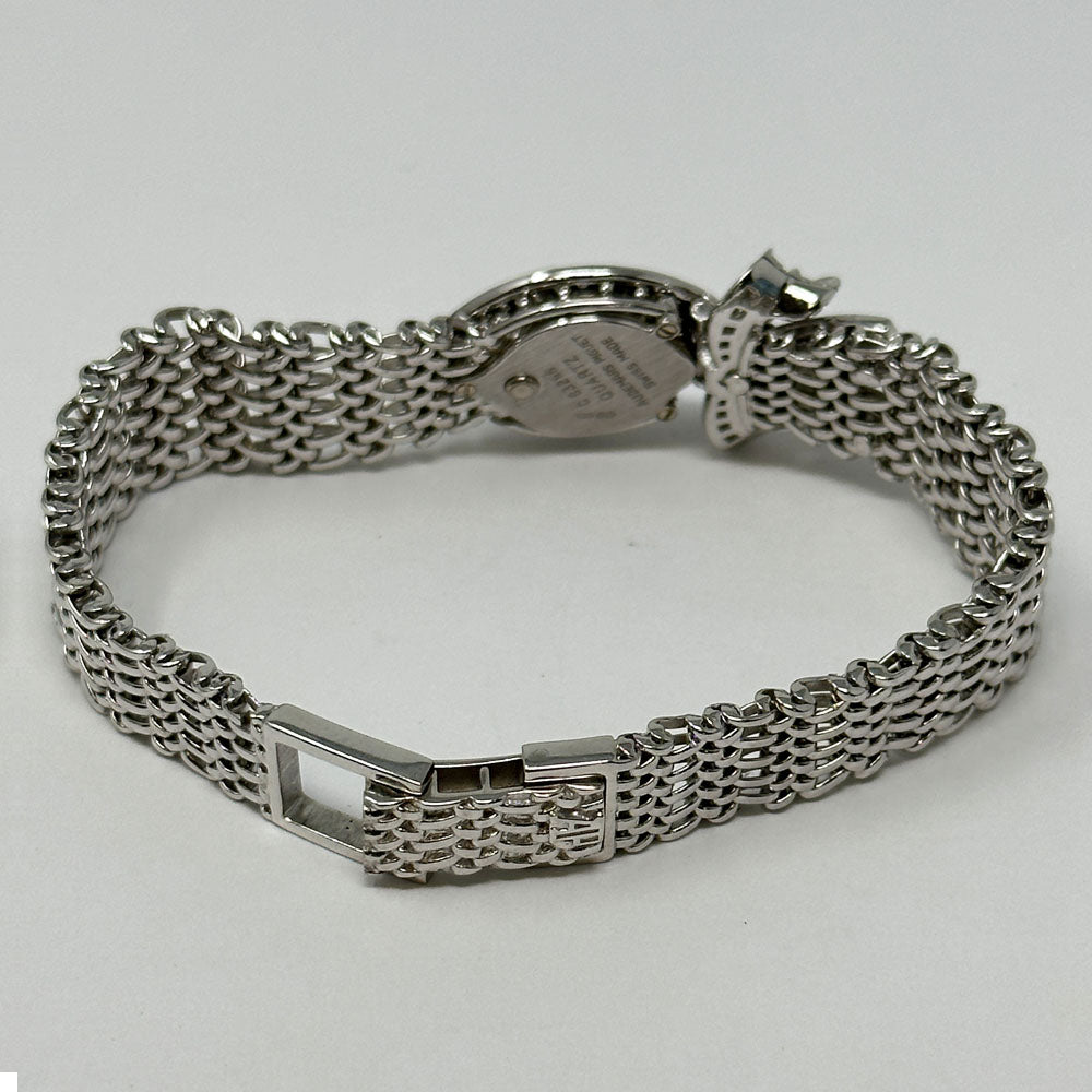 Vintage Ladies Watches Pave Diamond Dial Diamond Ribbon Bezel White Gold DIAMOND RIBBON