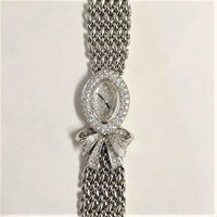 Vintage Ladies Watches Pave Diamond Dial Diamond Ribbon Bezel White Gold DIAMOND RIBBON