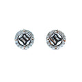 14kt White Gold Round Four Prong Semi Mount Earrings with Diamond Halo