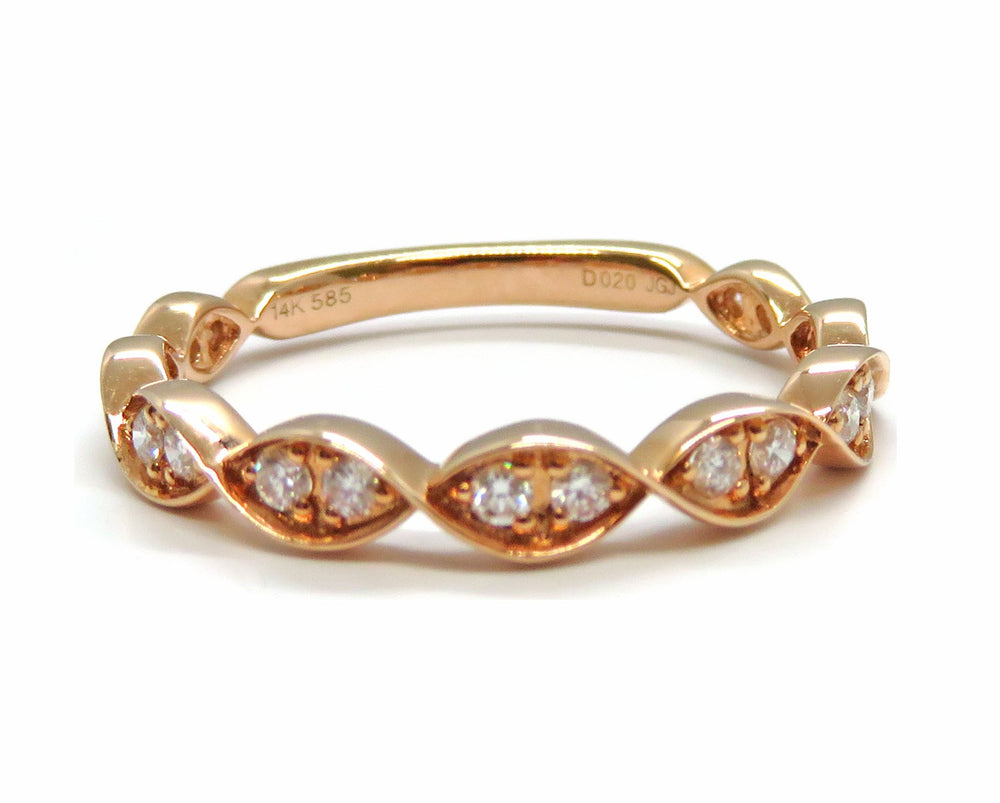 14K Rose Gold Diamond Crossover Stackable Ring