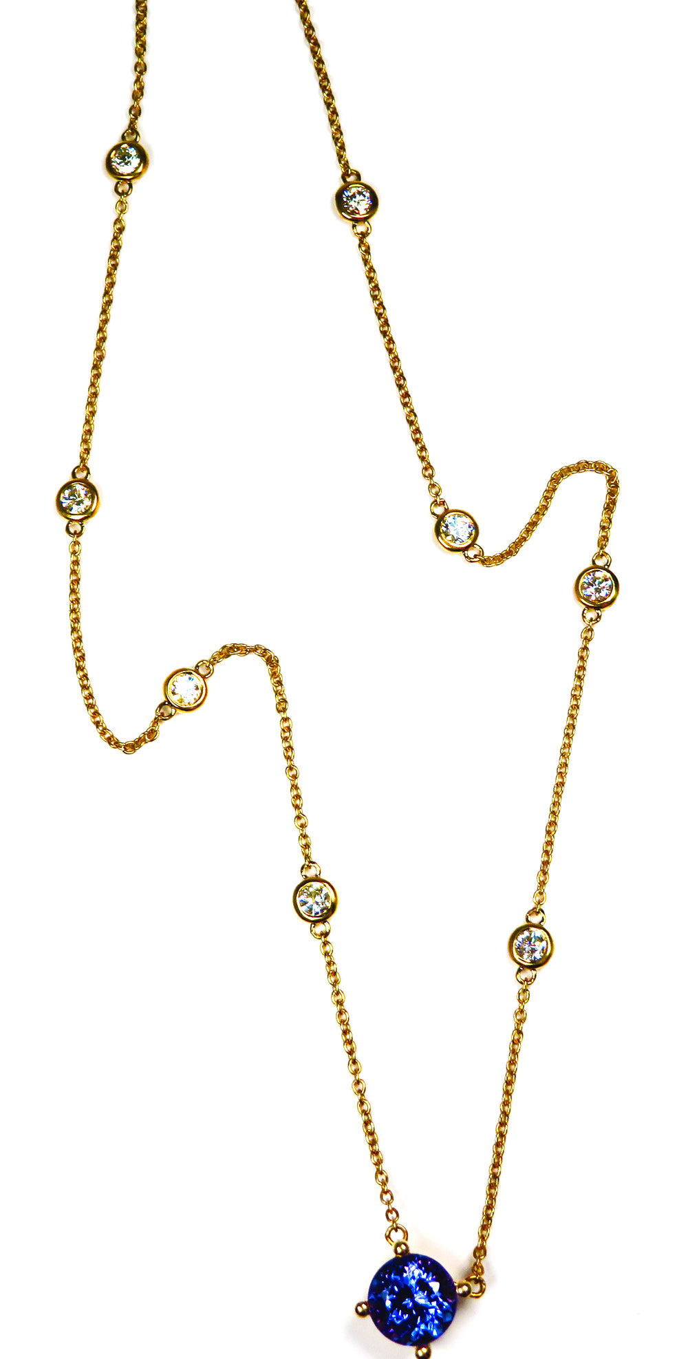 14K Yellow Gold Tanzanite & Diamond By-the-Yard Necklace