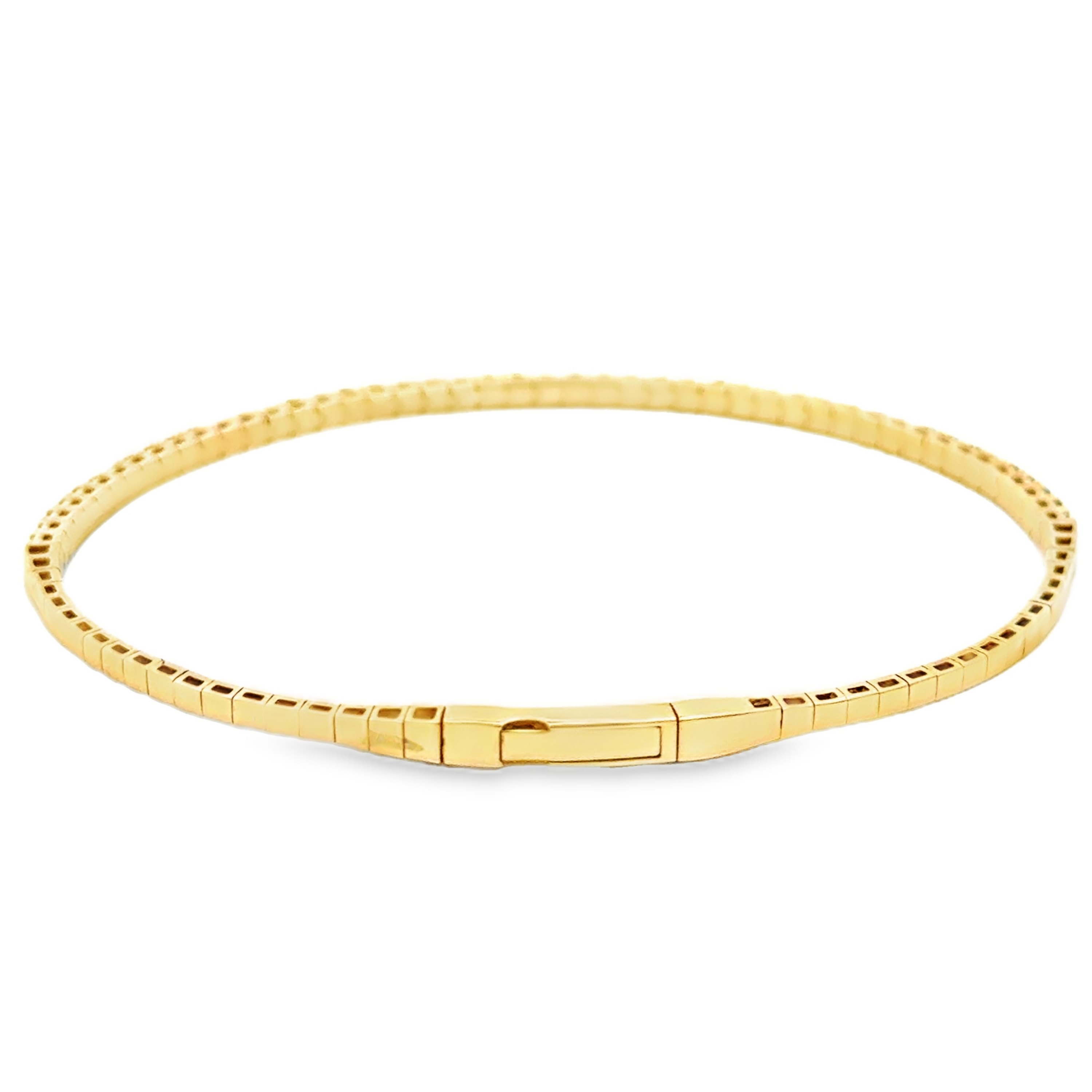 14K Yellow Gold Emerald & Diamond Flexible Bangle