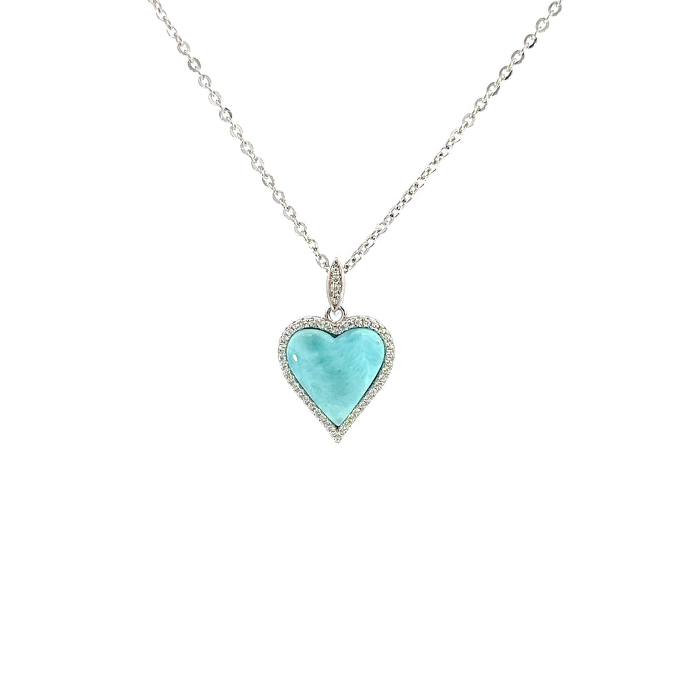 SS Larimar heart pendant w/ w