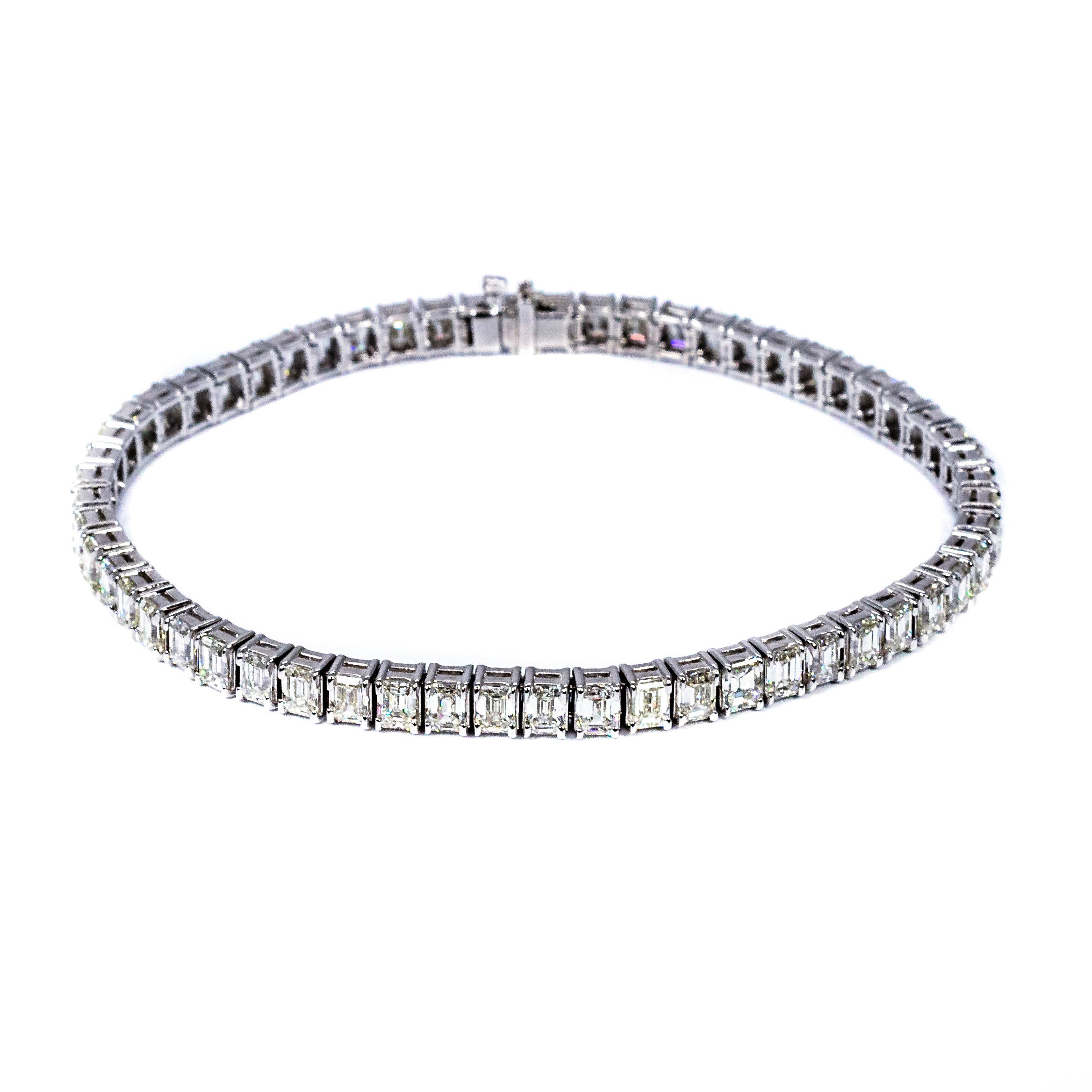 Platinum Emerald Cut 10ct Diamond Tennis Bracelet