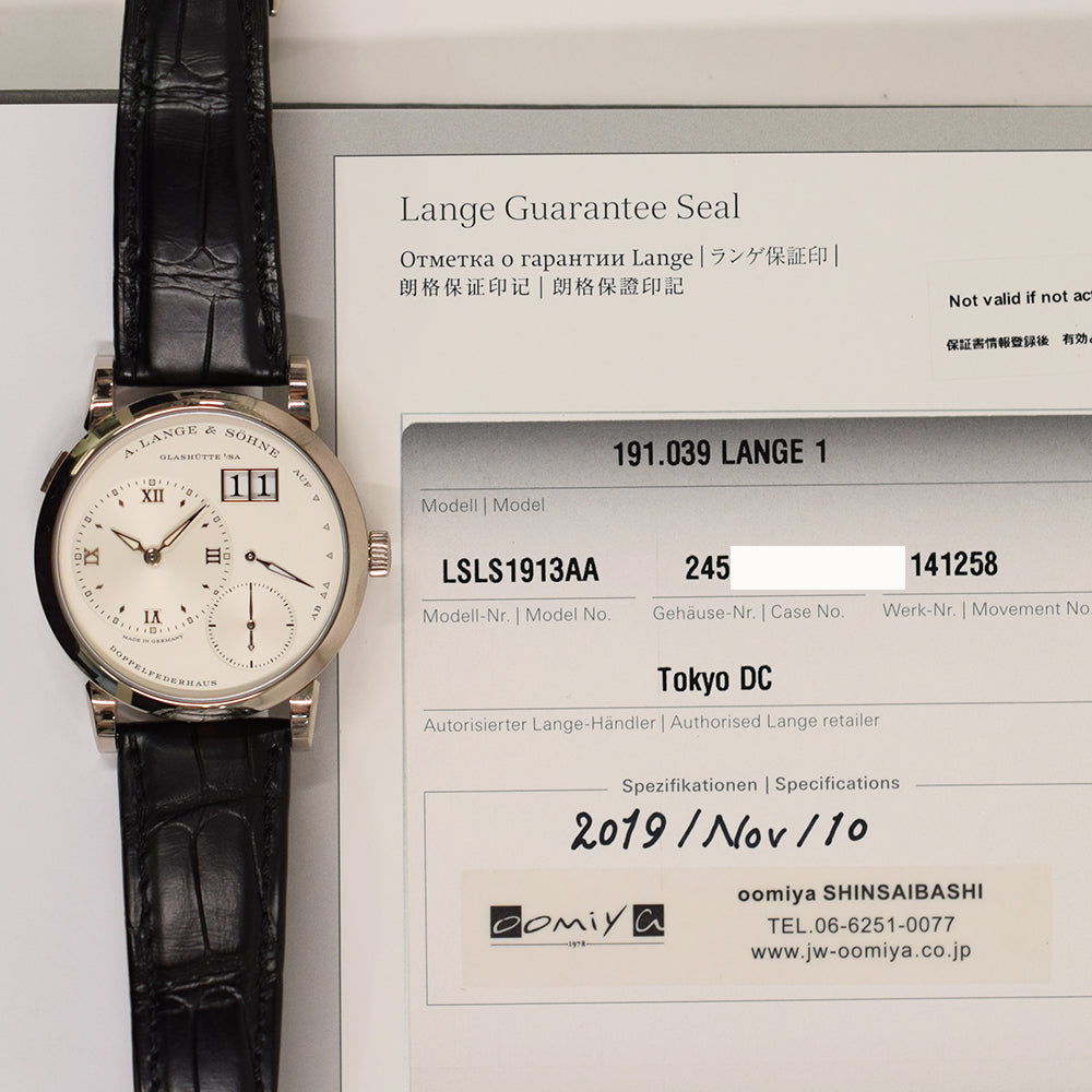 Lange 1 38.5mm White Gold Manual Winding 191.039