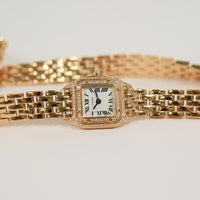 Panthère de Cartier 20mm x 25mm Rose Gold Diamond-set Bezel and Crown Rose Gold Triple Loop Bracelet Quartz WJPN0013