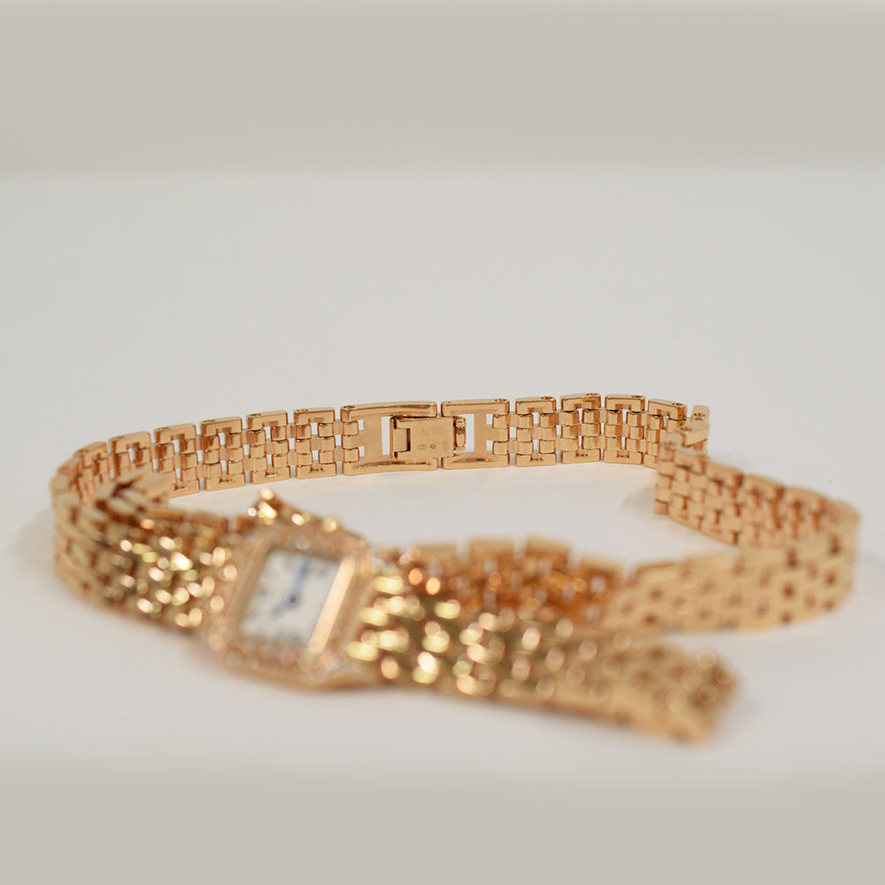 Panthère de Cartier 20mm x 25mm Rose Gold Diamond-set Bezel and Crown Rose Gold Triple Loop Bracelet Quartz WJPN0013