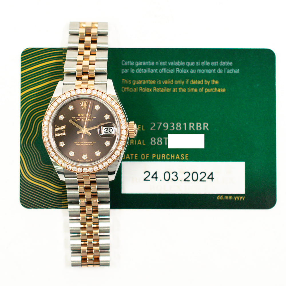 Datejust 28mm Diamond Bezel Steel and Rose Gold 279381RBR