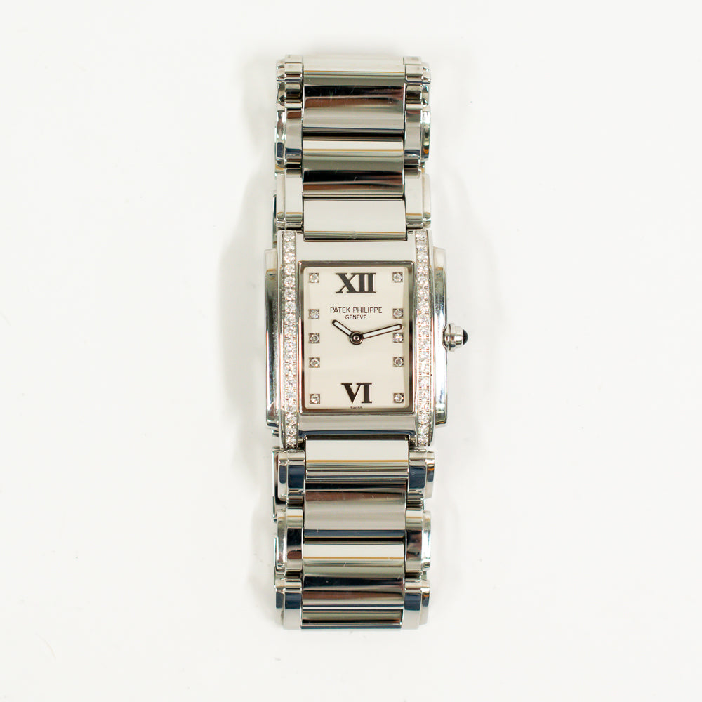 Twenty~4 Quartz Diamond Bezel 25mm x 30mm Stainless Steel 4910/10A-011