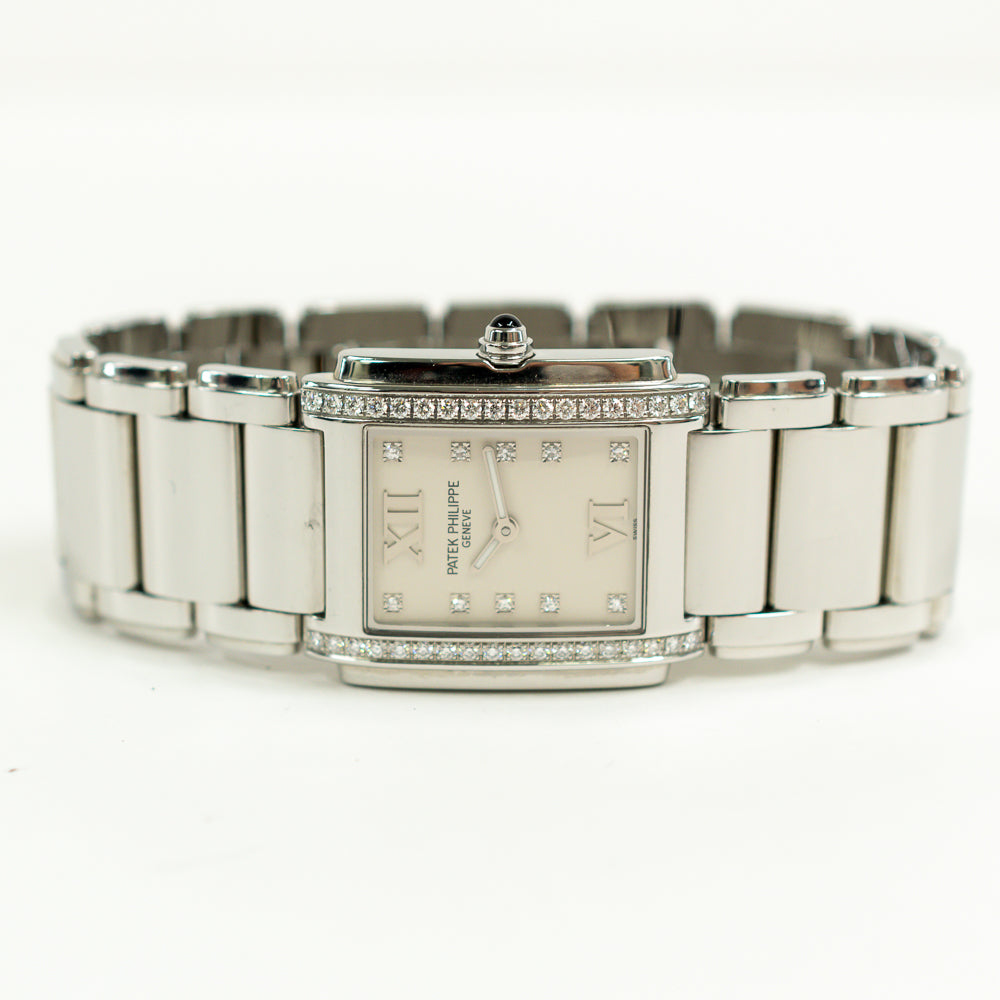 Twenty~4 Quartz Diamond Bezel 25mm x 30mm Stainless Steel 4910/10A-011