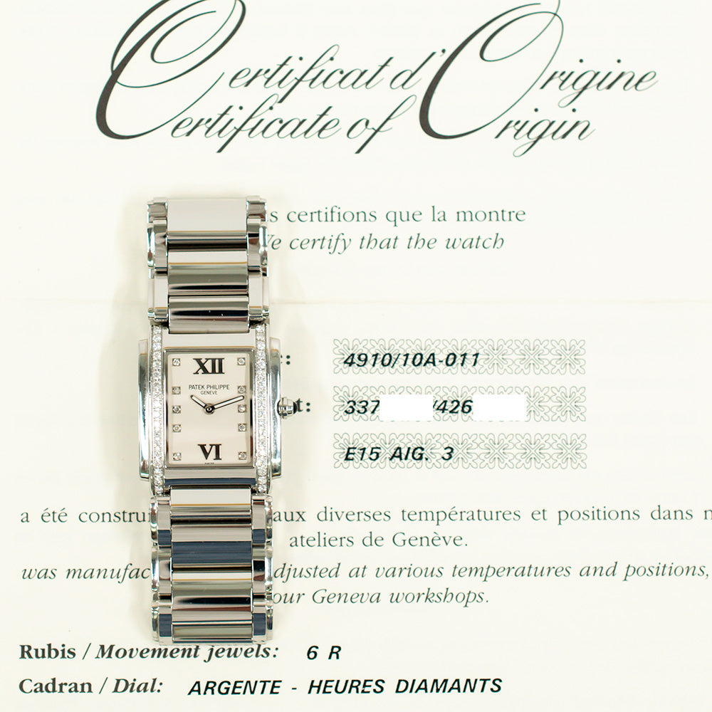 Twenty~4 Quartz Diamond Bezel 25mm x 30mm Stainless Steel 4910/10A-011