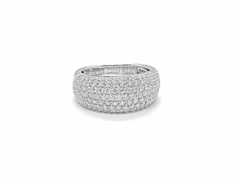 14kt White Gold Diamond Pave Adjustable Dome Ring