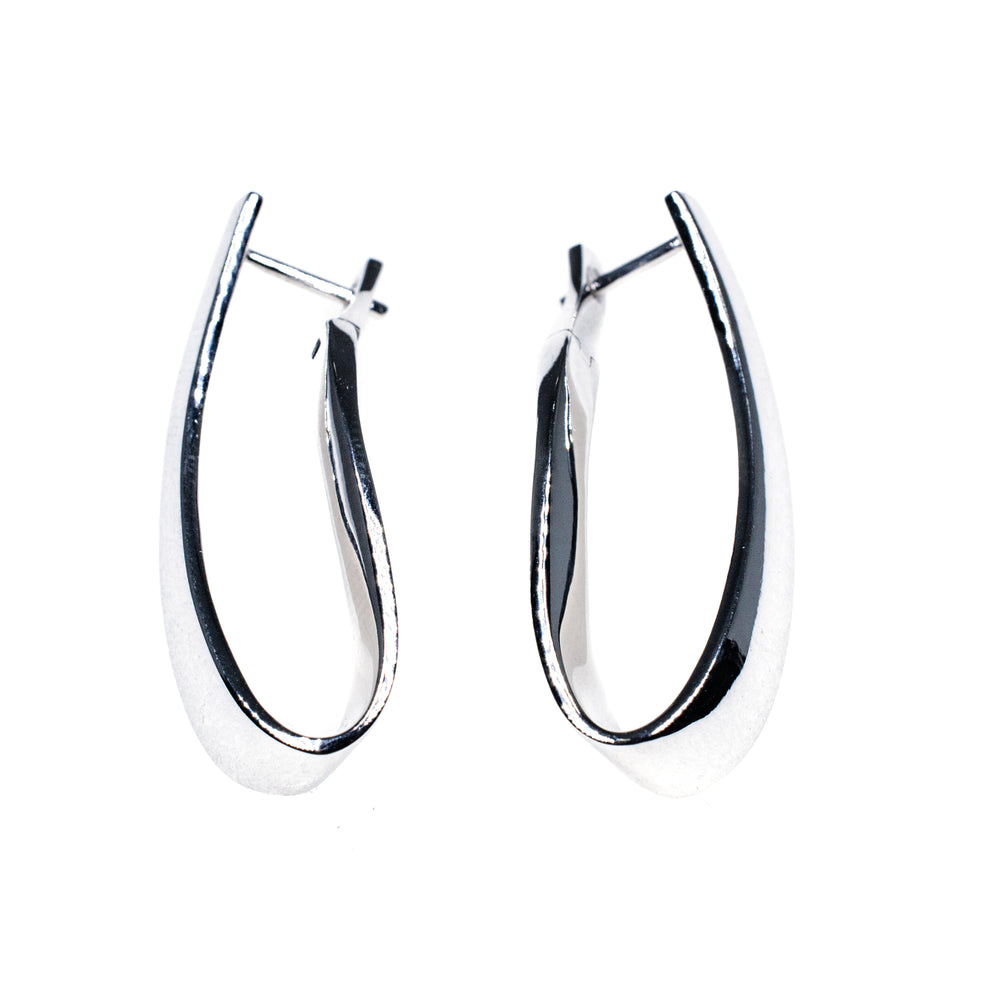 Silver Flat Twist Hoop Earrings