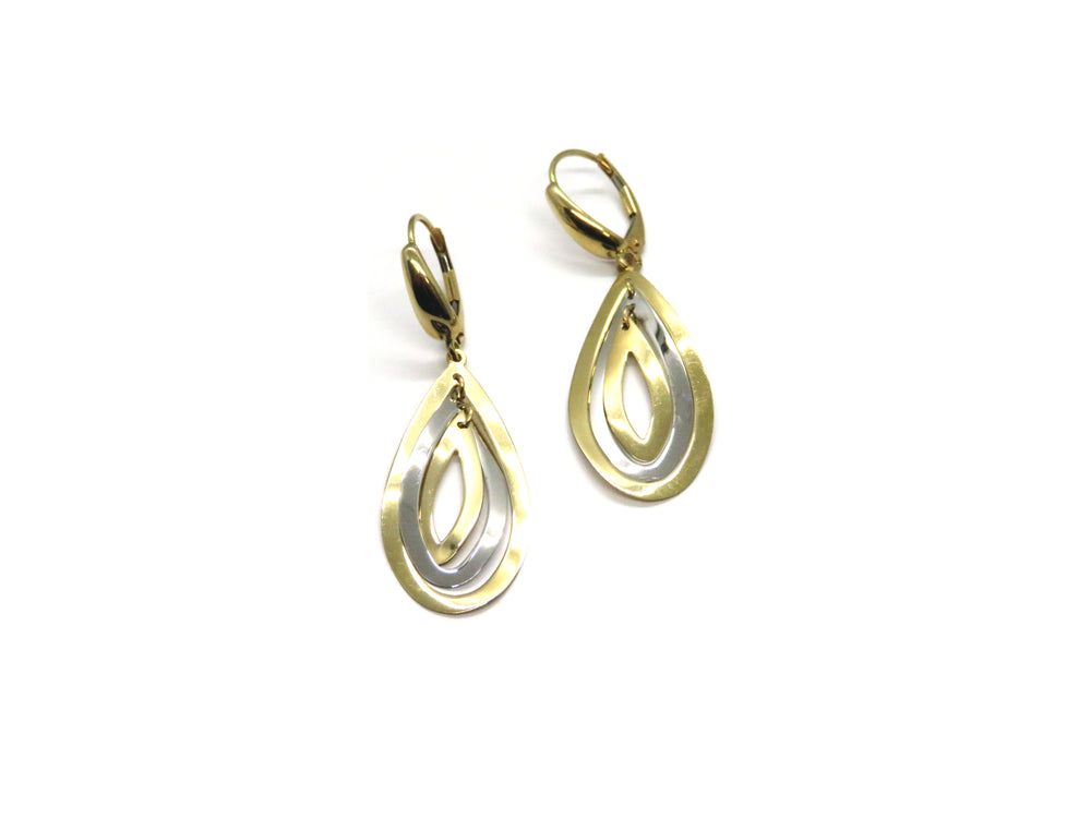 14kt Two Tone Gold Vergano Design 3 Drop Style Earrings