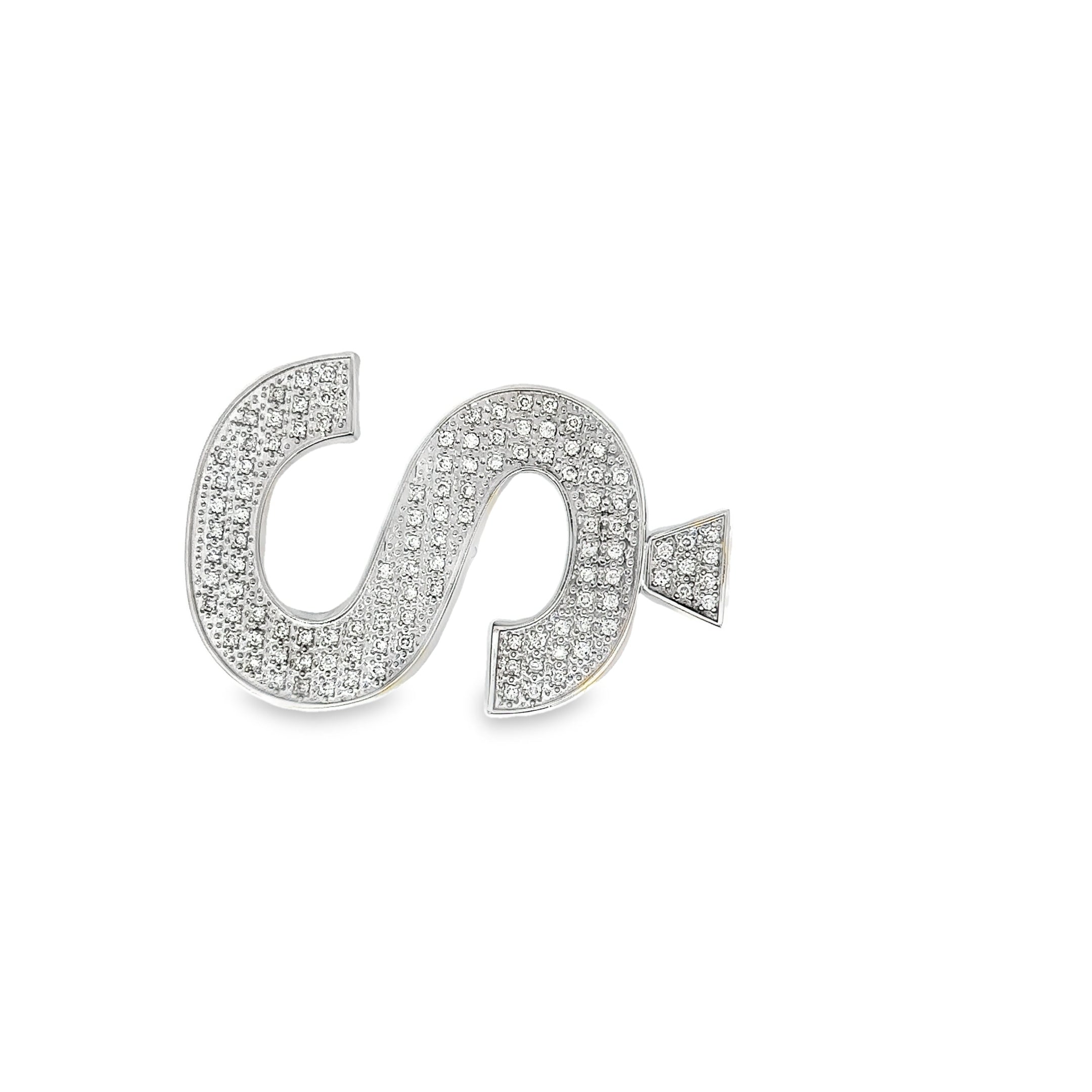 14k White Gold Diamond Letter "S" Pendant