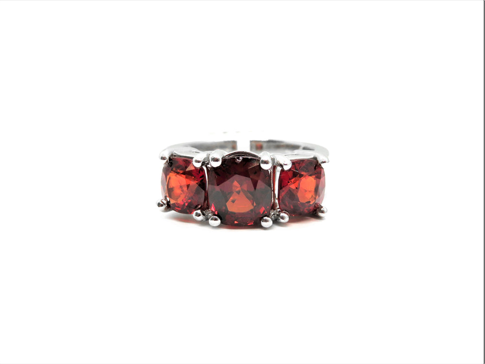 Platinum 3 Stone Red Spinel Fashion Ring