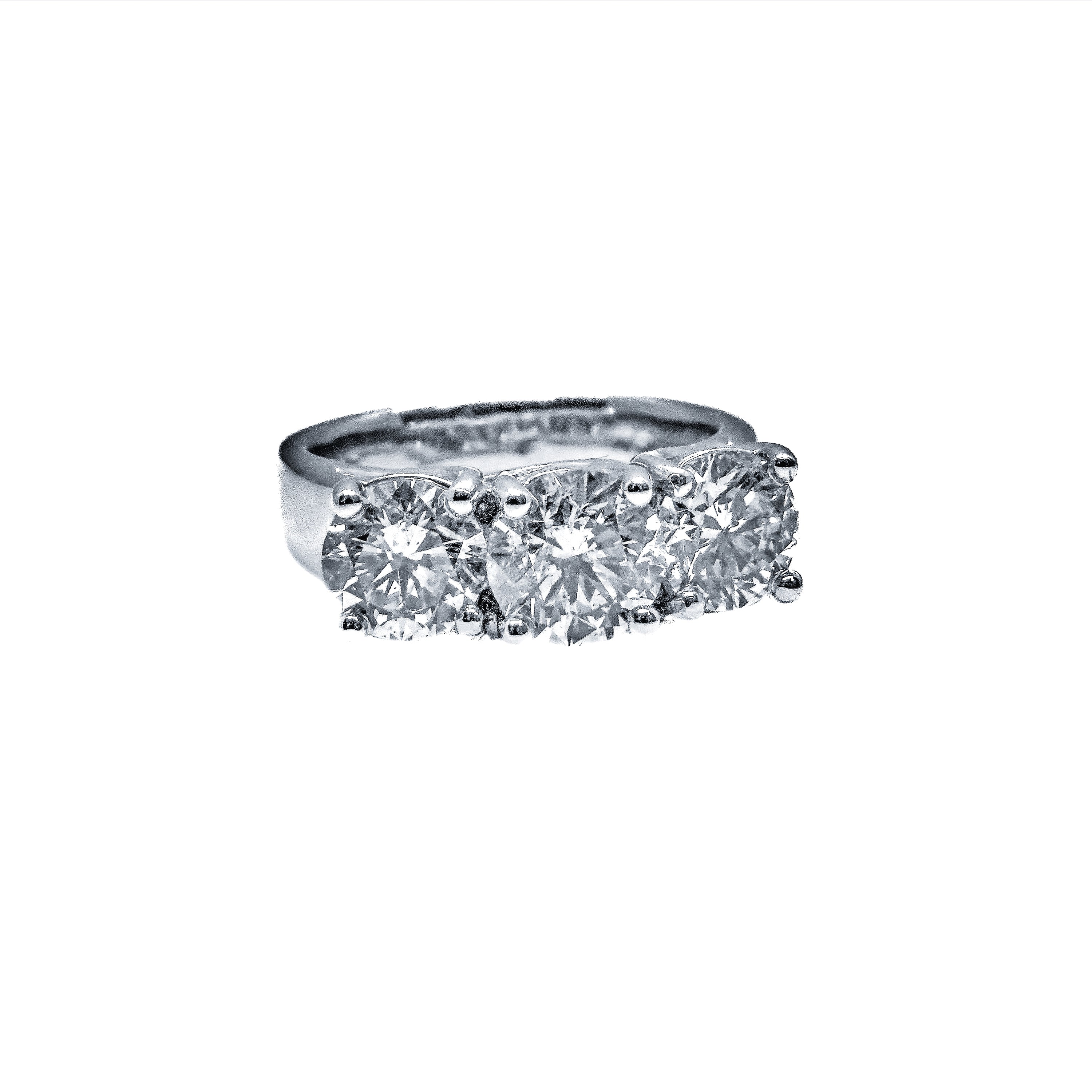 Platinum Three 1ct Round Brilliant Cut Diamond Engagement Ring