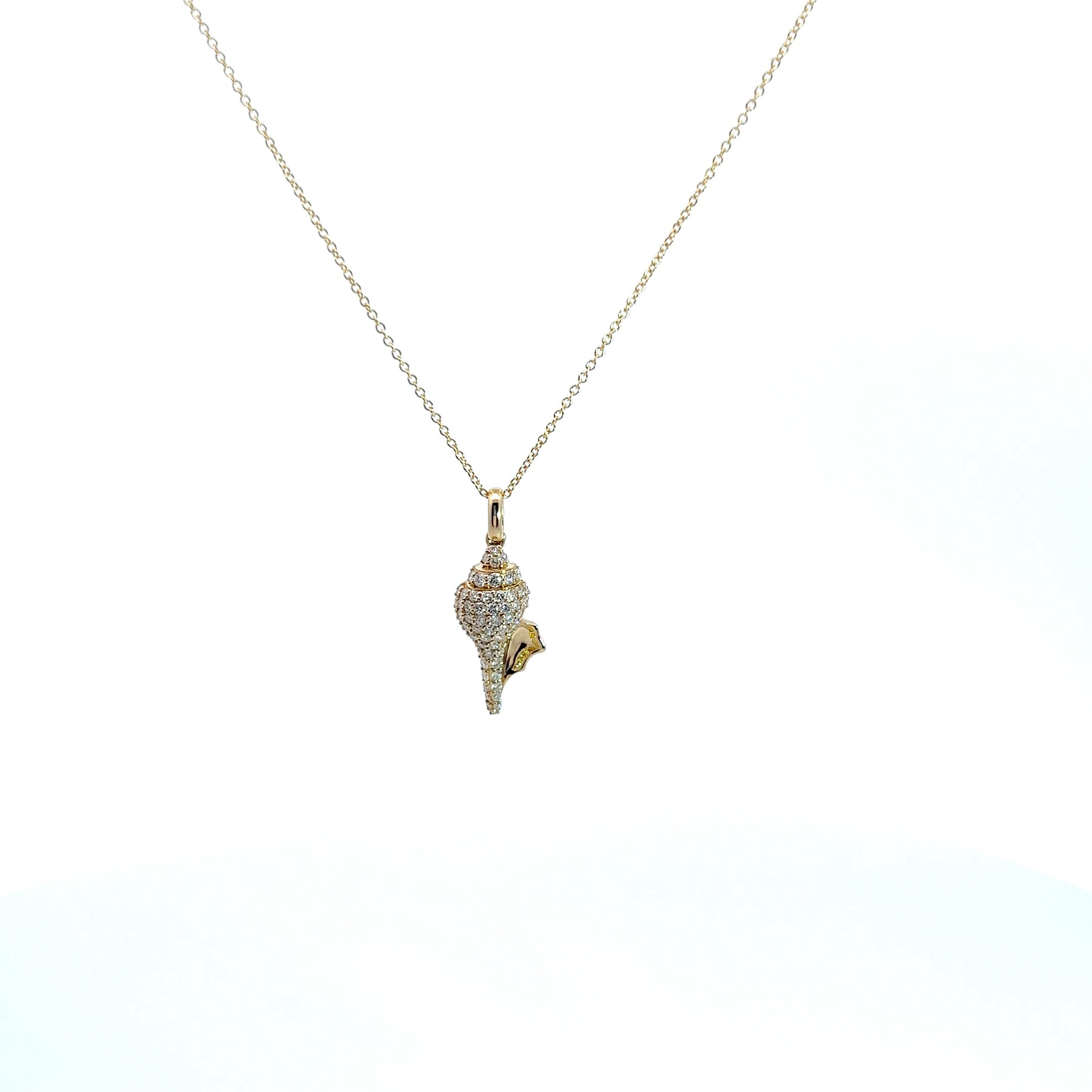 14kt yg diamond Shell necklace